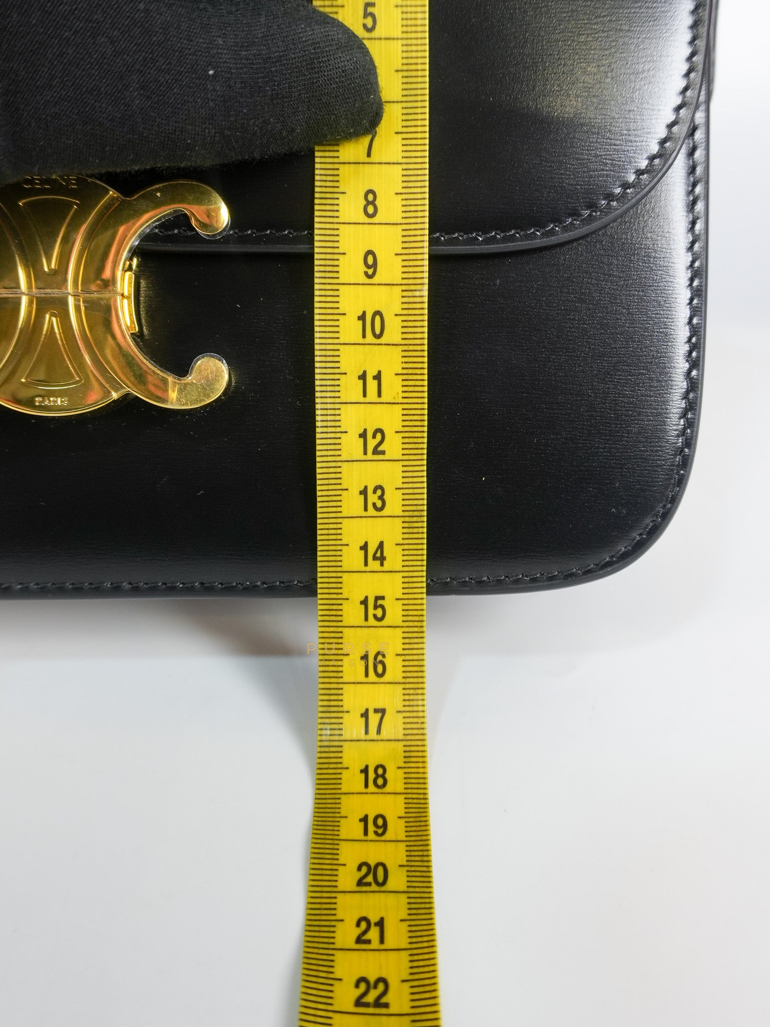 Classic Medium Triomphe in Black Shiny Calfskin Leather | Purse Maison Luxury Bags Shop
