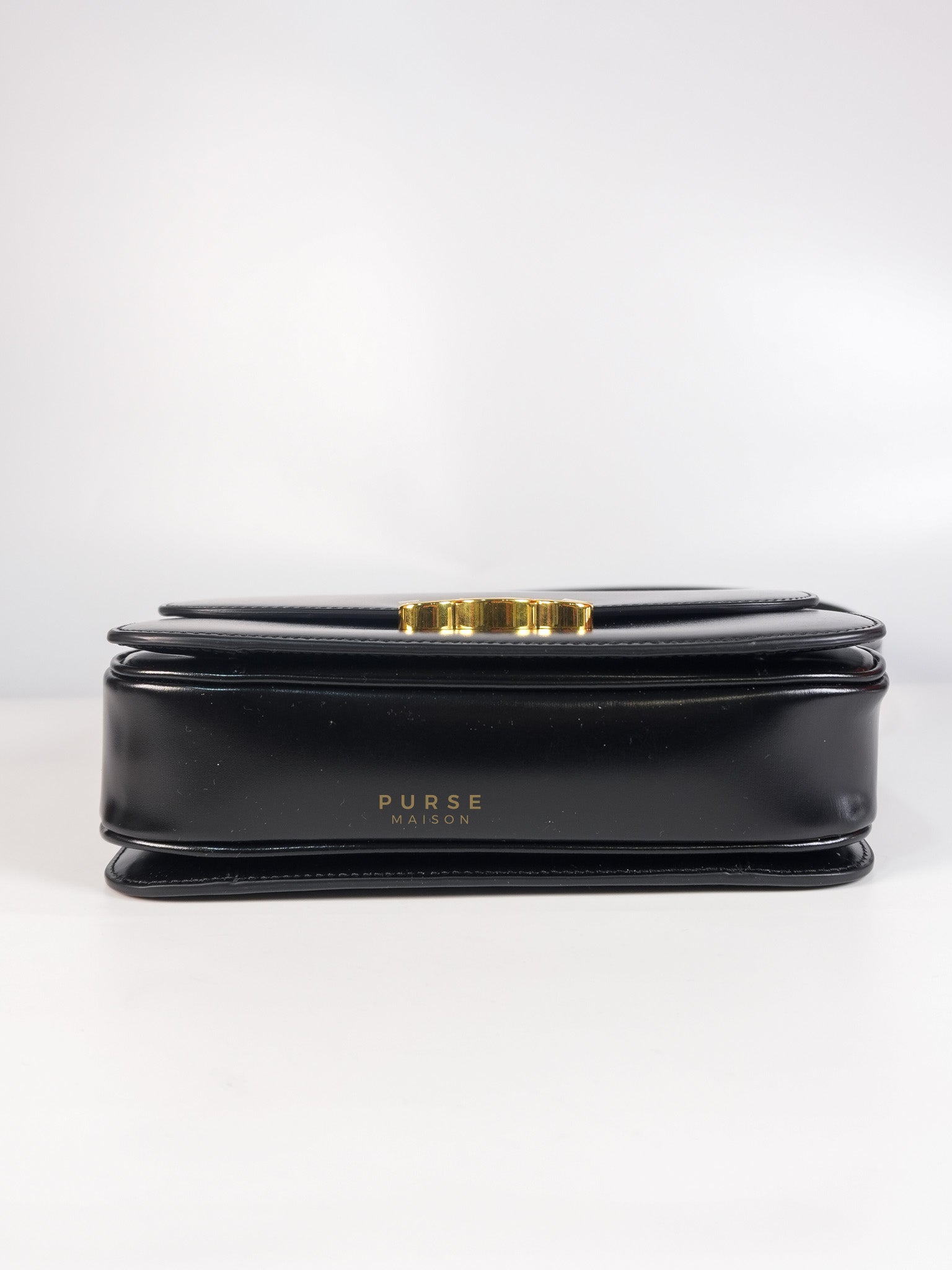 Classic Medium Triomphe in Black Shiny Calfskin Leather | Purse Maison Luxury Bags Shop