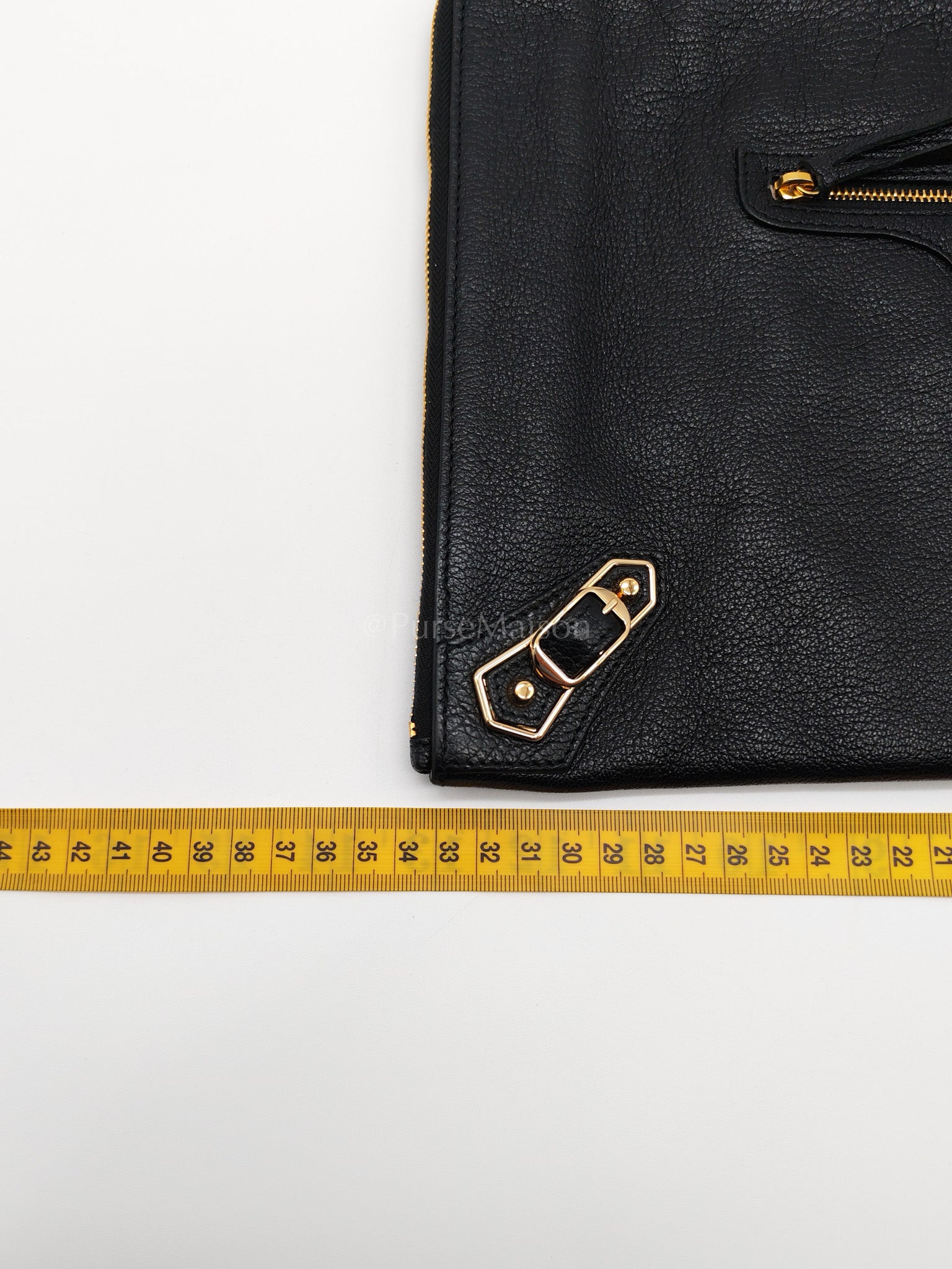 Classic Metallic Edge Clutch in Black Calfskin Leather | Purse Maison Luxury Bags Shop