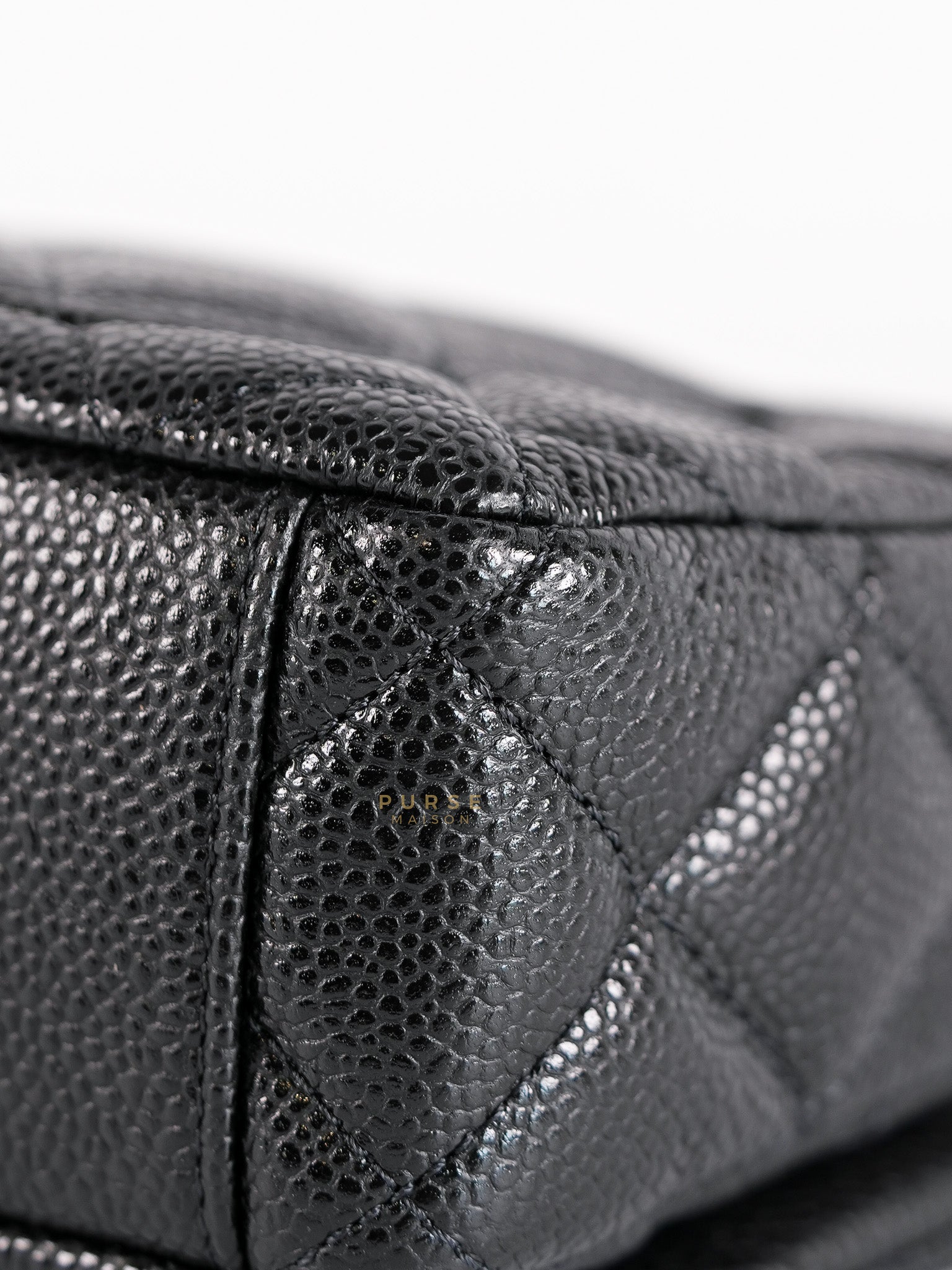 Classic Mini Flap in Black Quilted Caviar Leather and Gold Hardware (Microchip) | Purse Maison Luxury Bags Shop