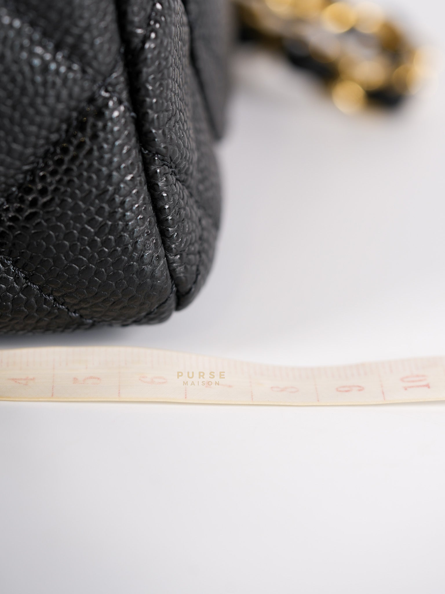 Classic Mini Flap in Black Quilted Caviar Leather and Gold Hardware (Microchip) | Purse Maison Luxury Bags Shop