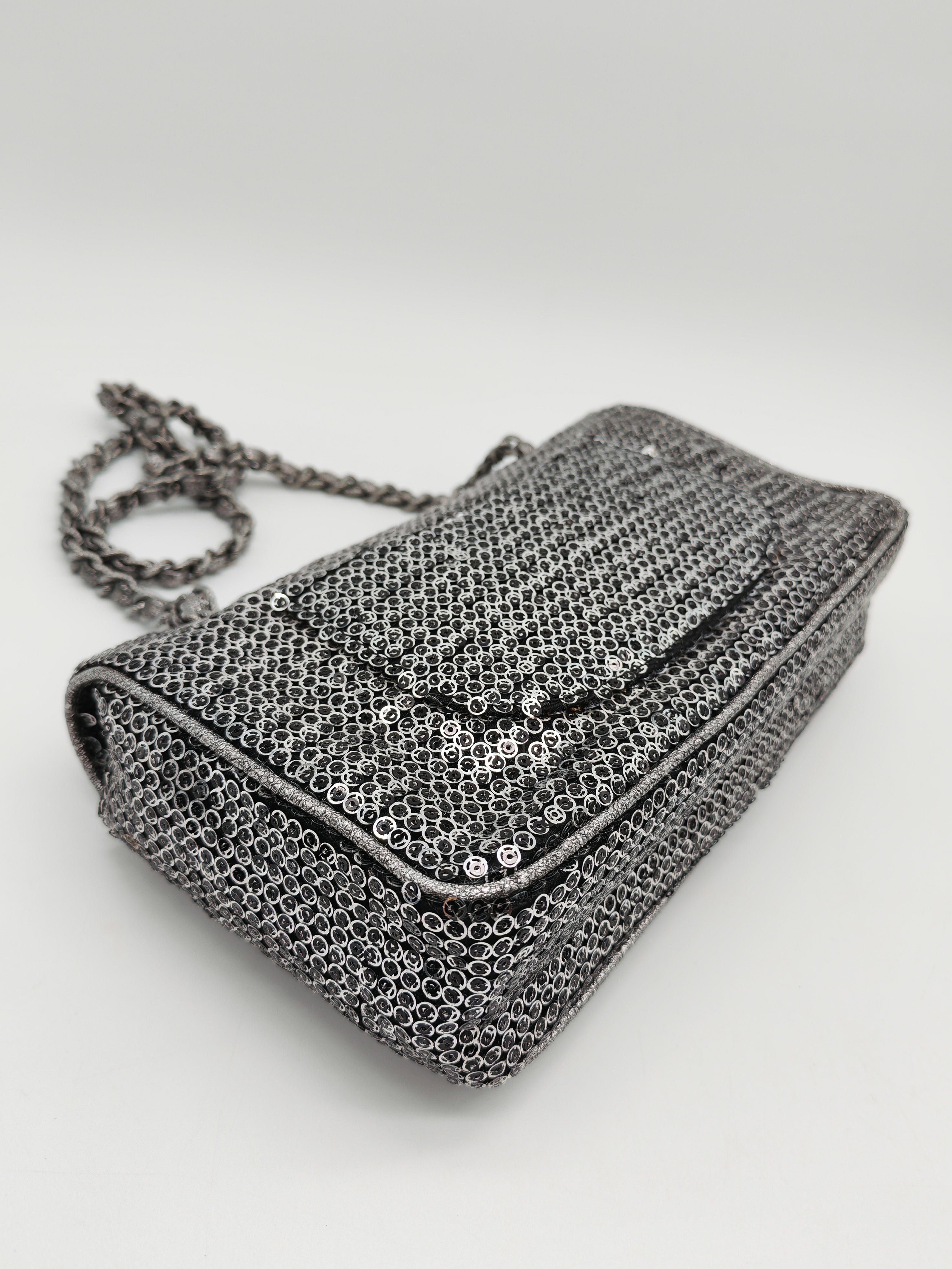 Classic Single Flap Bag in Silver Sequins & Silver Hardware Series 11 | Purse Maison Luxury Bags Shop