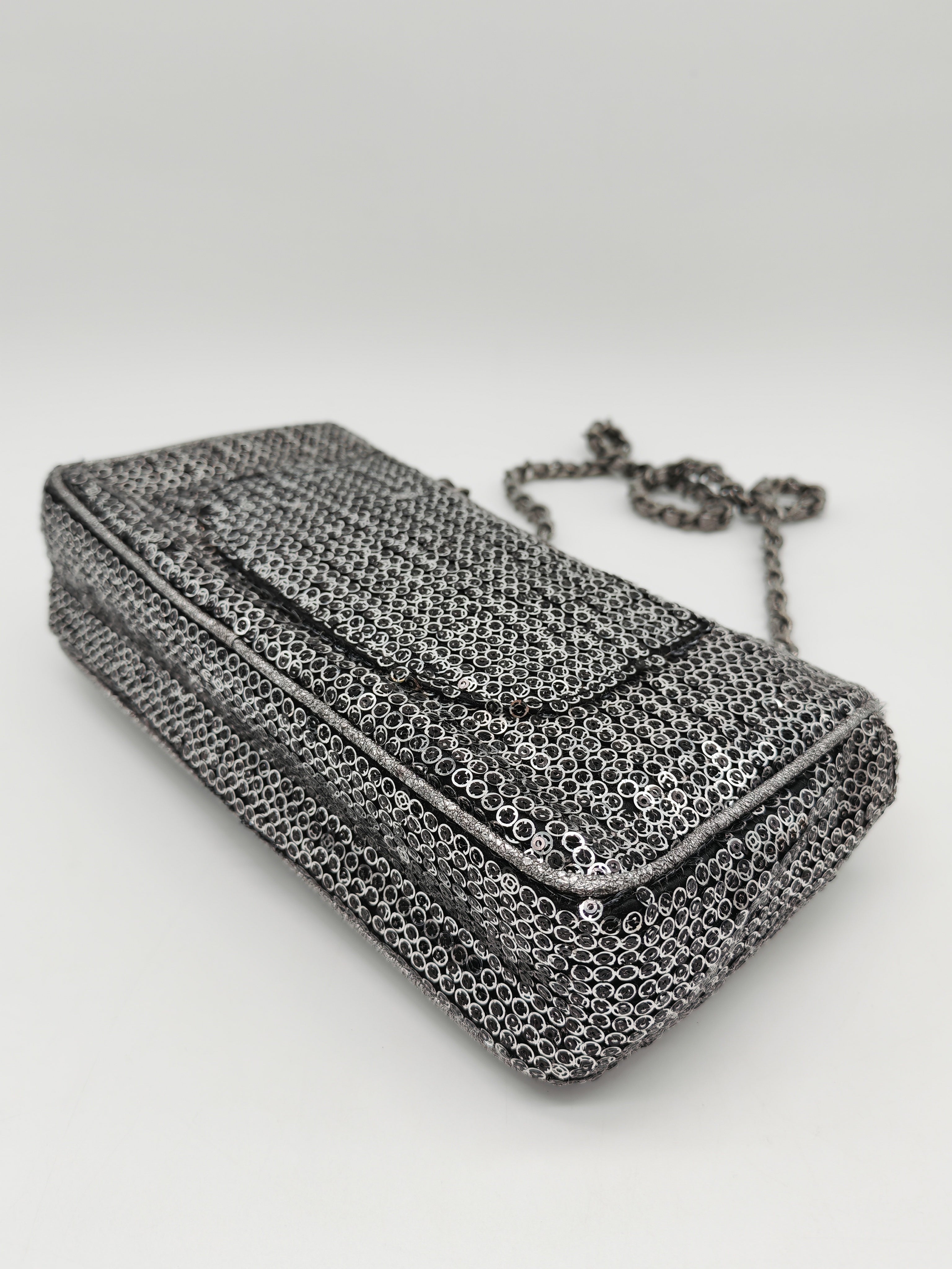Classic Single Flap Bag in Silver Sequins & Silver Hardware Series 11 | Purse Maison Luxury Bags Shop