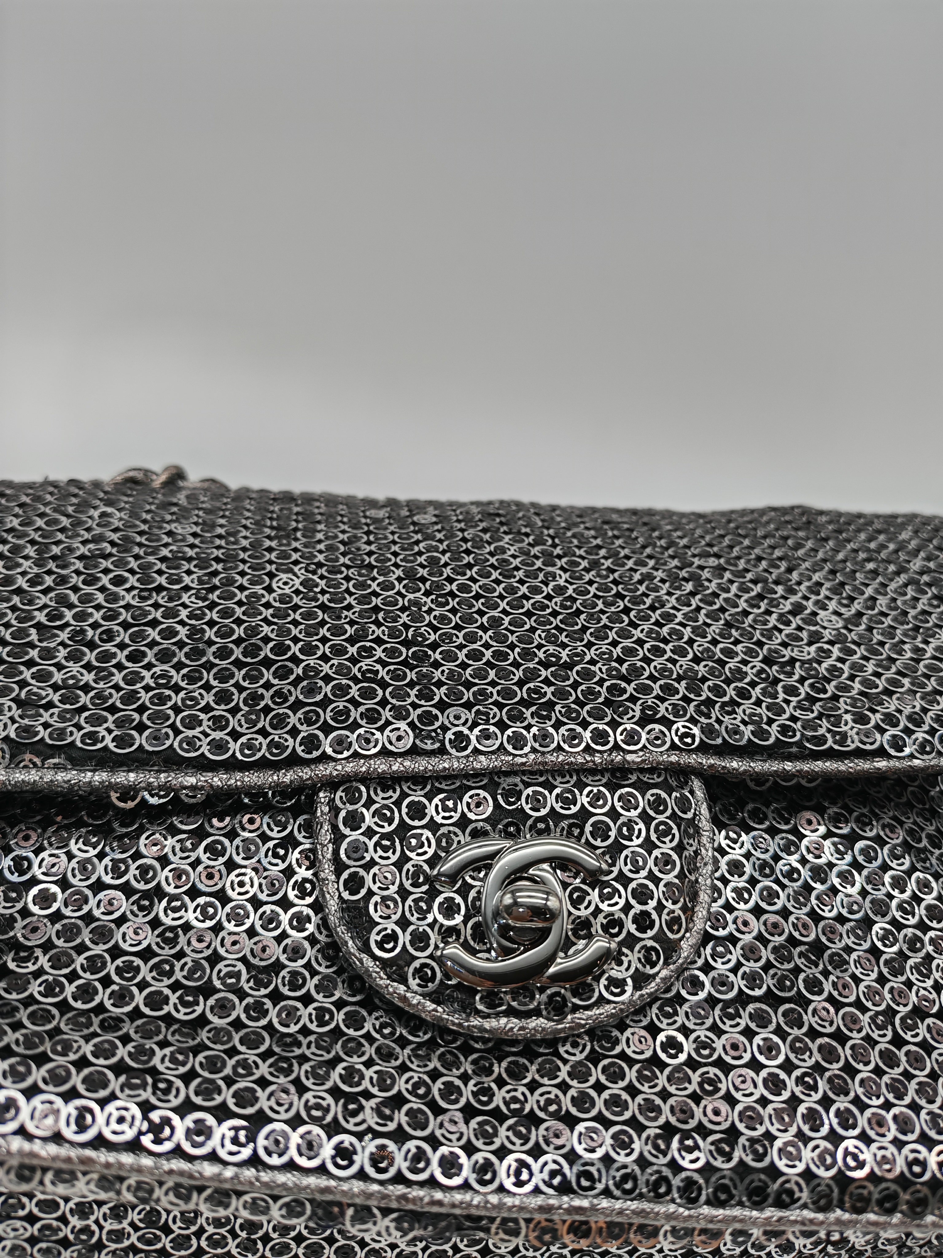 Classic Single Flap Bag in Silver Sequins & Silver Hardware Series 11 | Purse Maison Luxury Bags Shop