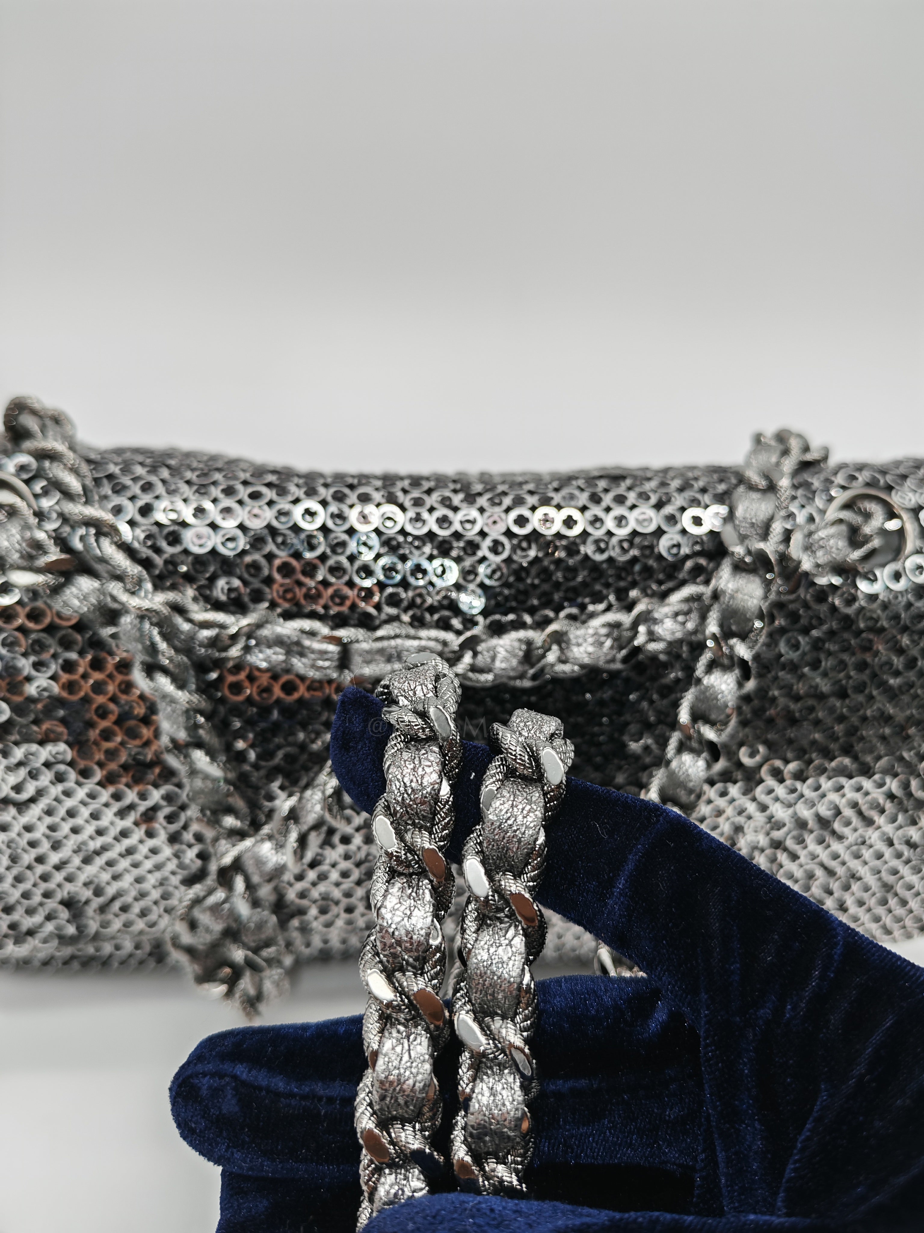 Classic Single Flap Bag in Silver Sequins & Silver Hardware Series 11 | Purse Maison Luxury Bags Shop