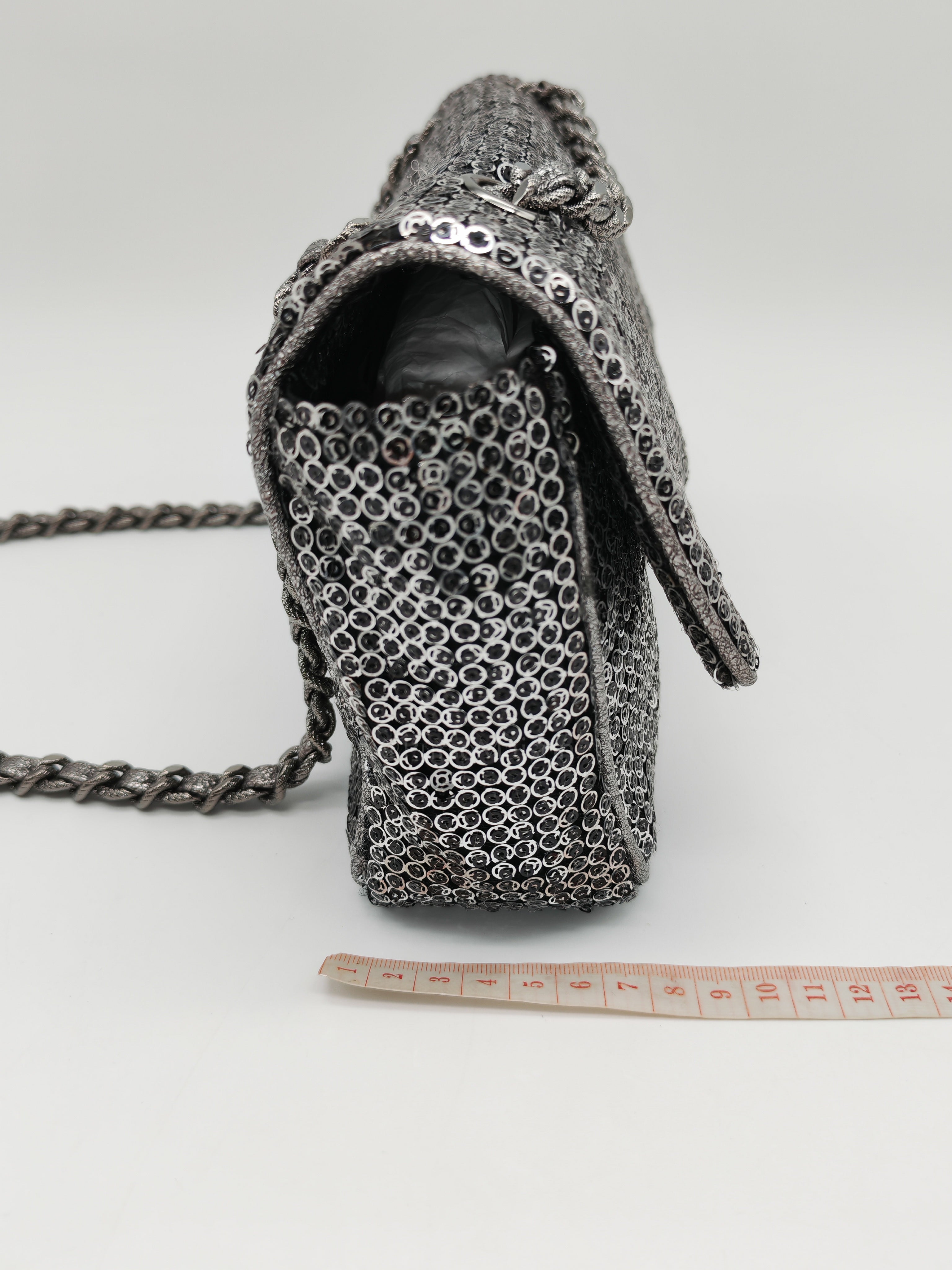 Classic Single Flap Bag in Silver Sequins & Silver Hardware Series 11 | Purse Maison Luxury Bags Shop