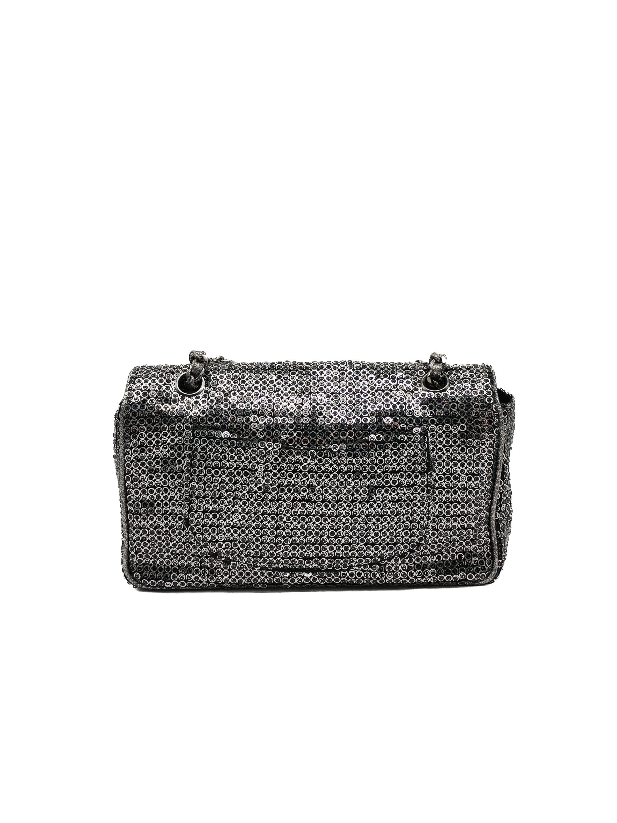 Classic Single Flap Bag in Silver Sequins & Silver Hardware Series 11 | Purse Maison Luxury Bags Shop