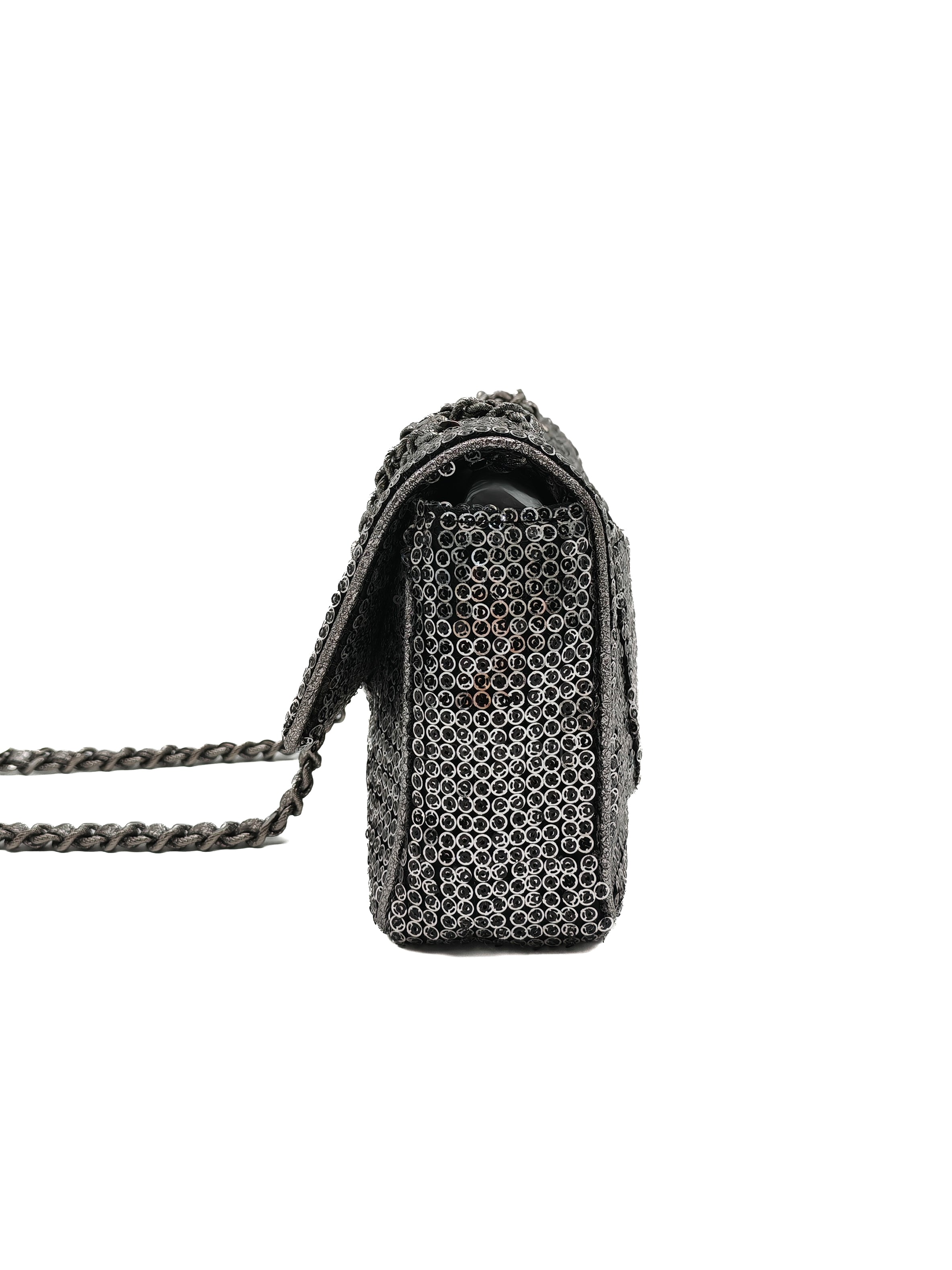 Classic Single Flap Bag in Silver Sequins & Silver Hardware Series 11 | Purse Maison Luxury Bags Shop