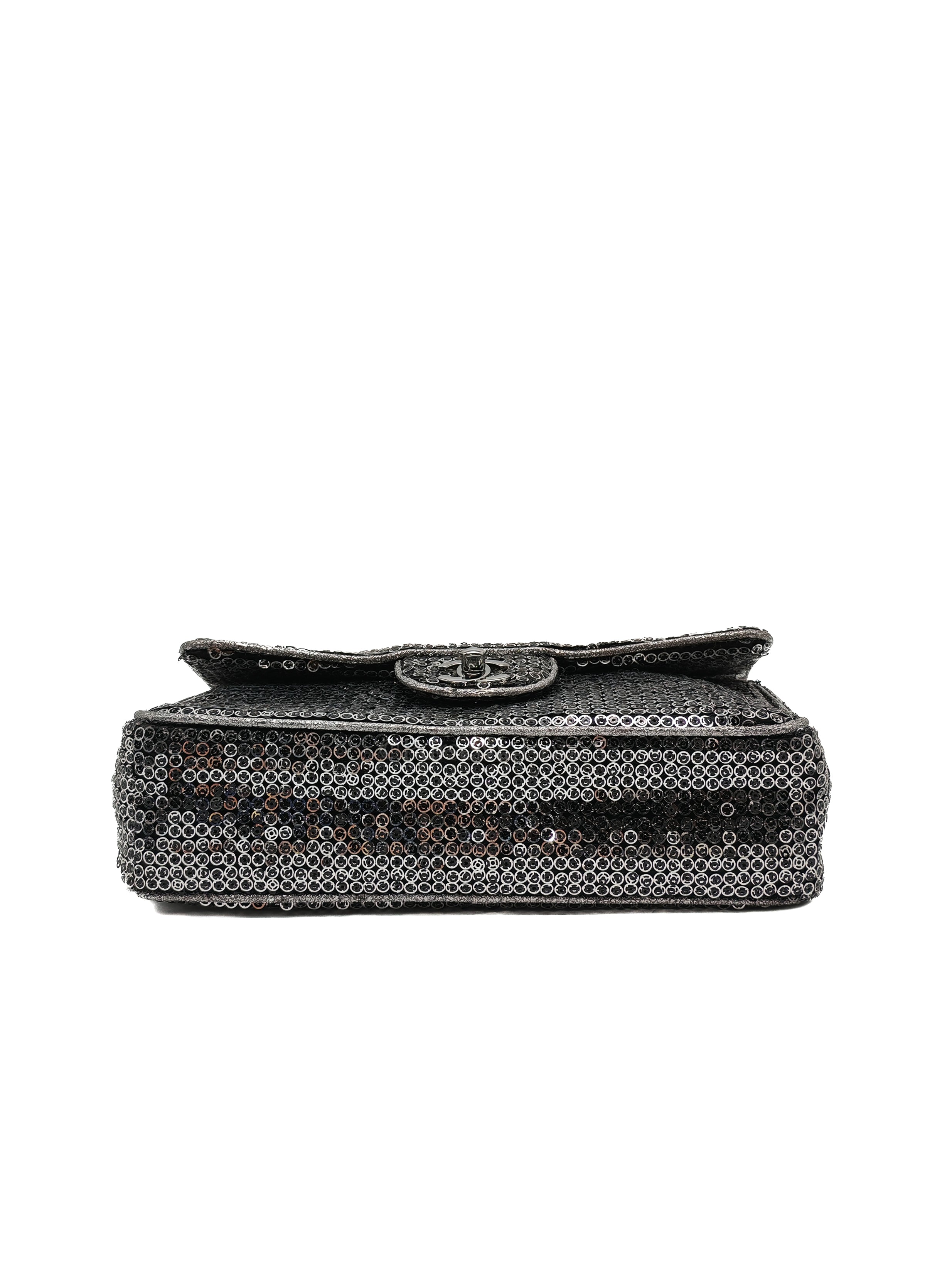 Classic Single Flap Bag in Silver Sequins & Silver Hardware Series 11 | Purse Maison Luxury Bags Shop