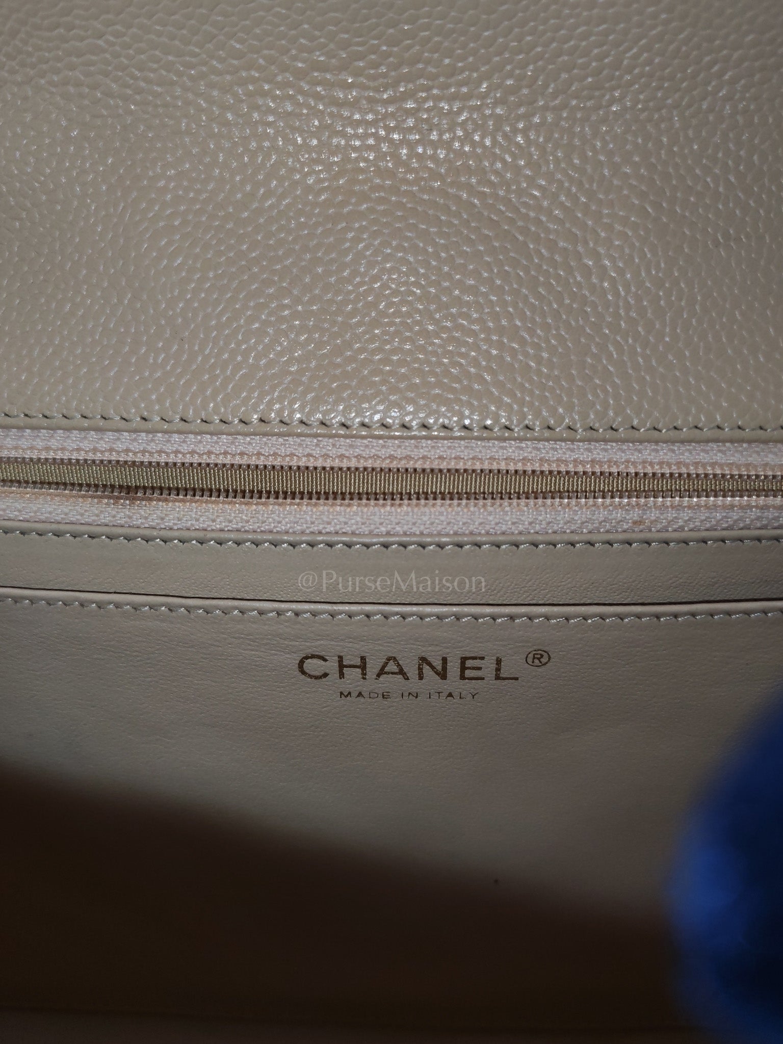 Classic Single Flap Jumbo Claire Beige Caviar Leather in Gold Hardware (Series 13) | Purse Maison Luxury Bags Shop