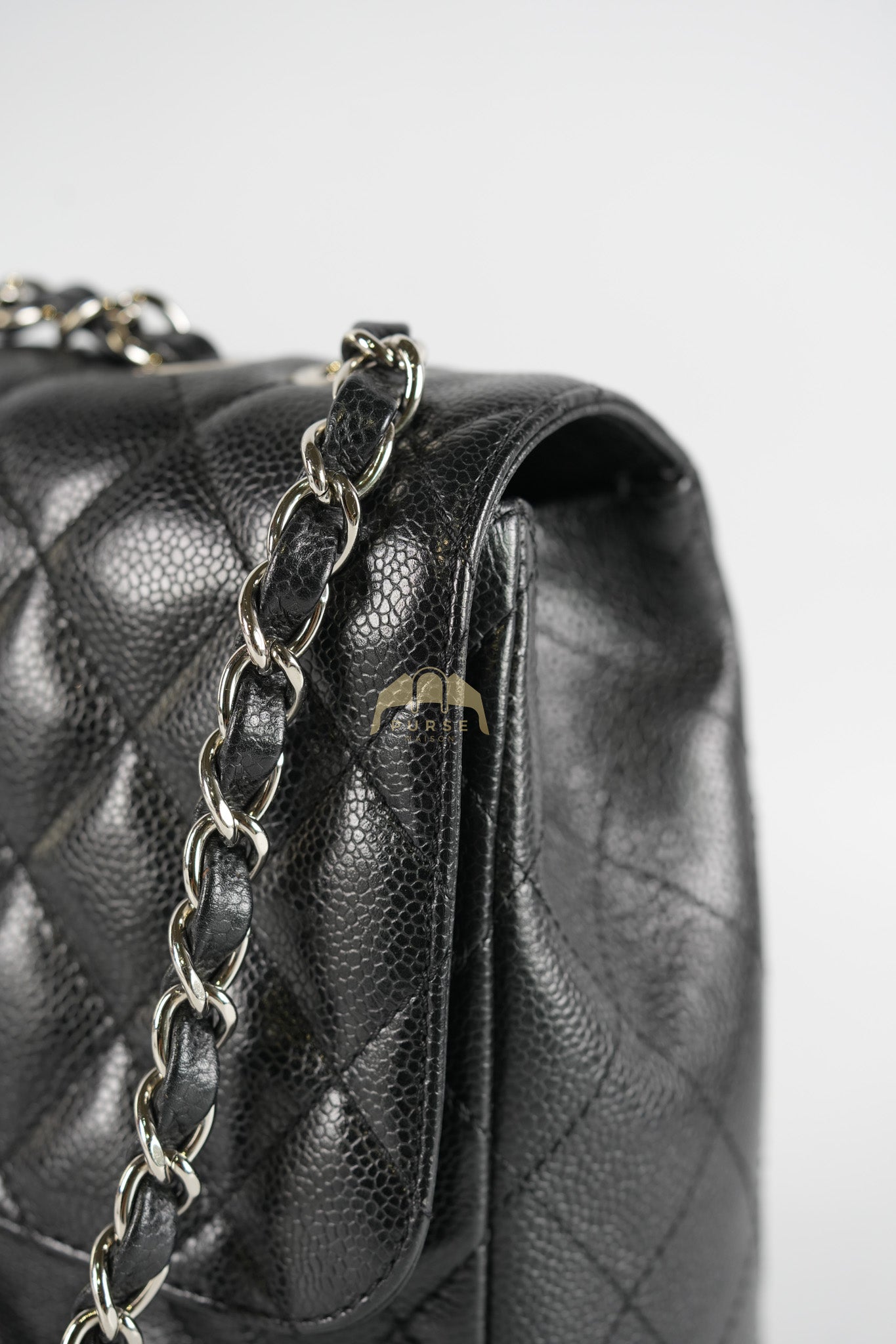 Classic Single Flap Jumbo in Black Caviar Leather and Silver Hardware (Series 9) | Purse Maison Luxury Bags Shop