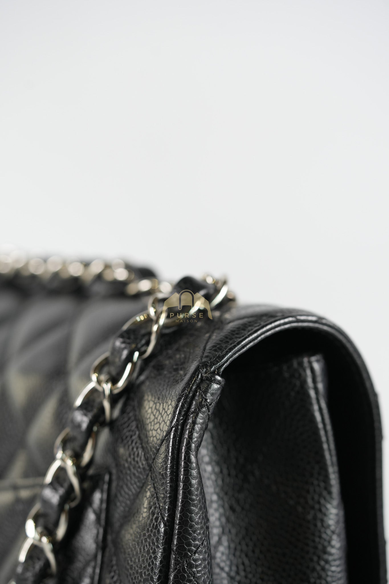 Classic Single Flap Jumbo in Black Caviar Leather and Silver Hardware (Series 9) | Purse Maison Luxury Bags Shop