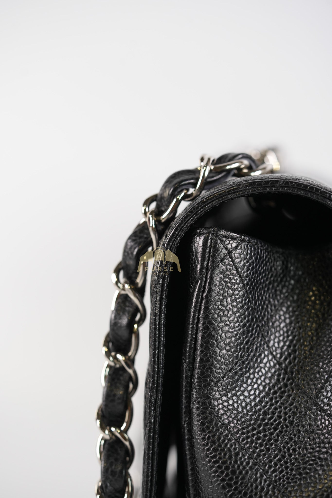 Classic Single Flap Jumbo in Black Caviar Leather and Silver Hardware (Series 9) | Purse Maison Luxury Bags Shop