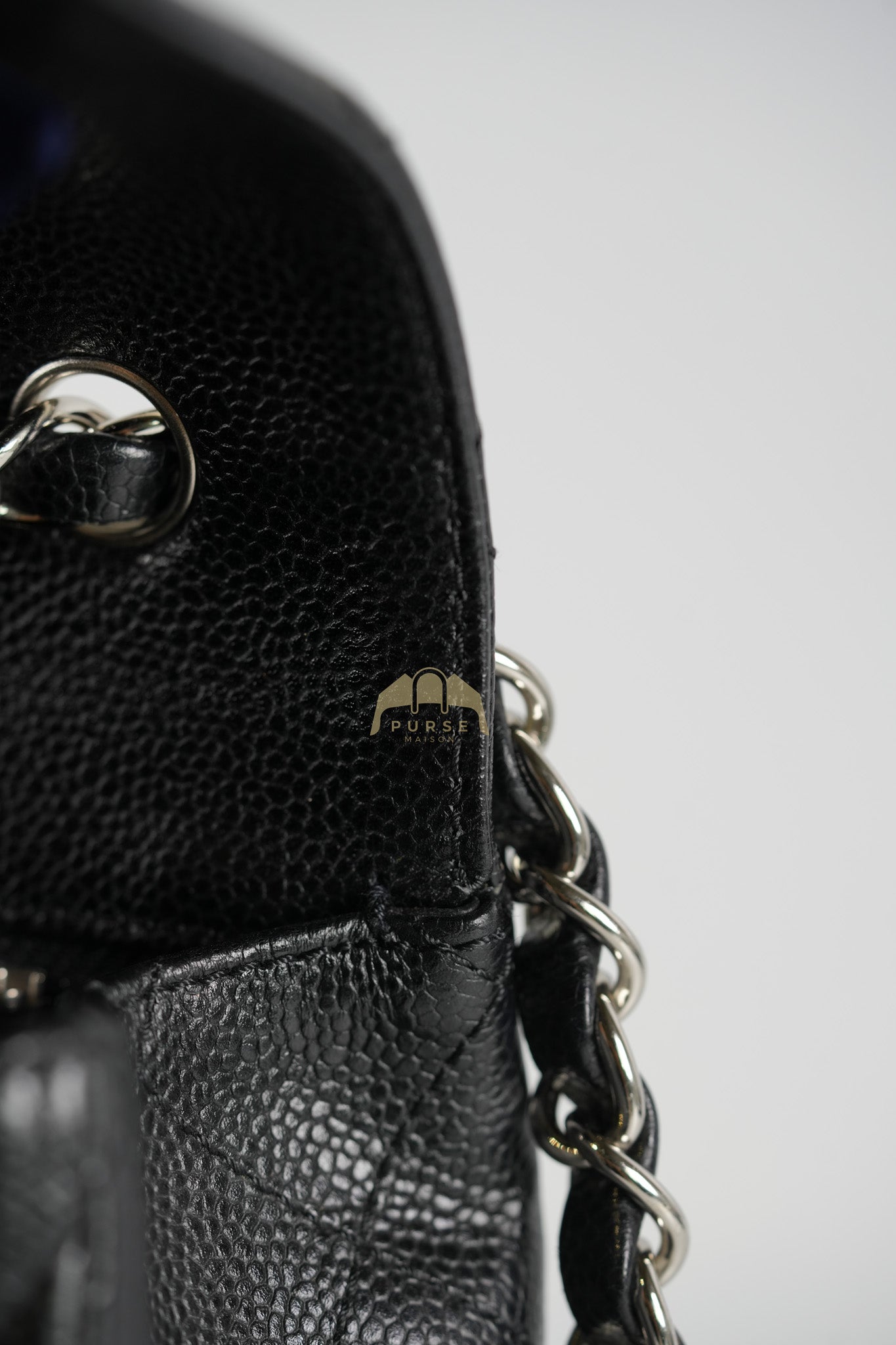 Classic Single Flap Jumbo in Black Caviar Leather and Silver Hardware (Series 9) | Purse Maison Luxury Bags Shop