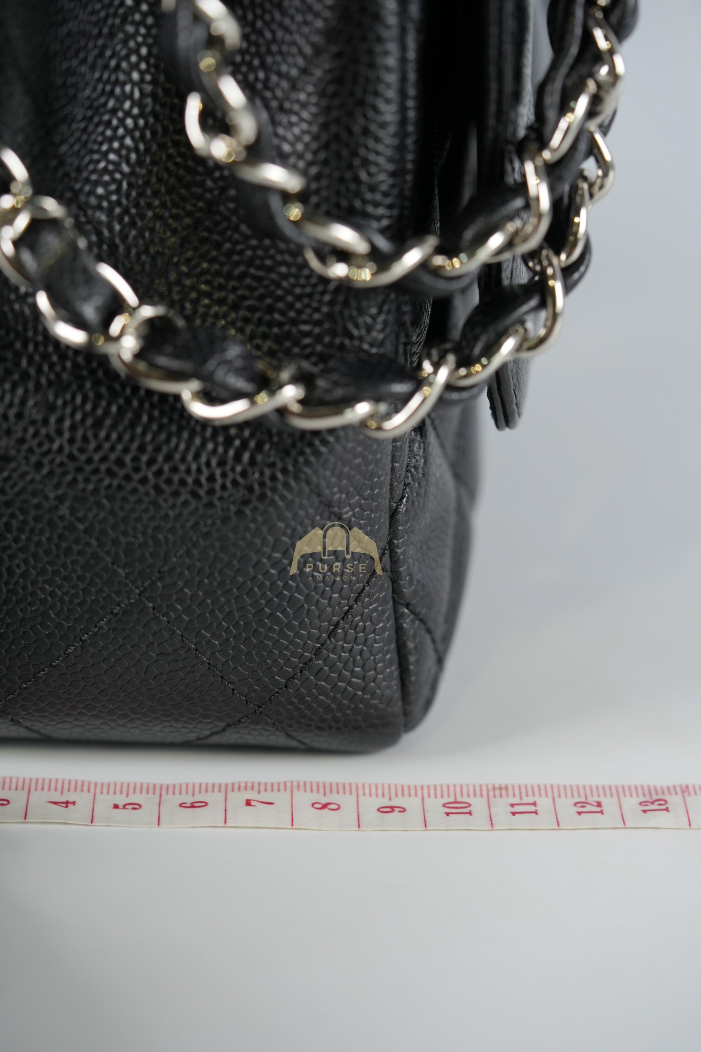 Classic Single Flap Jumbo in Black Caviar Leather and Silver Hardware (Series 9) | Purse Maison Luxury Bags Shop