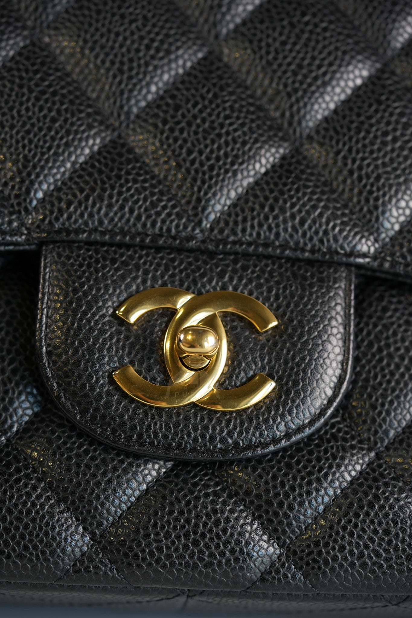 Classic Single Flap Jumbo in Black Caviar Leather Gold Hardware (Series 14) | Purse Maison Luxury Bags Shop