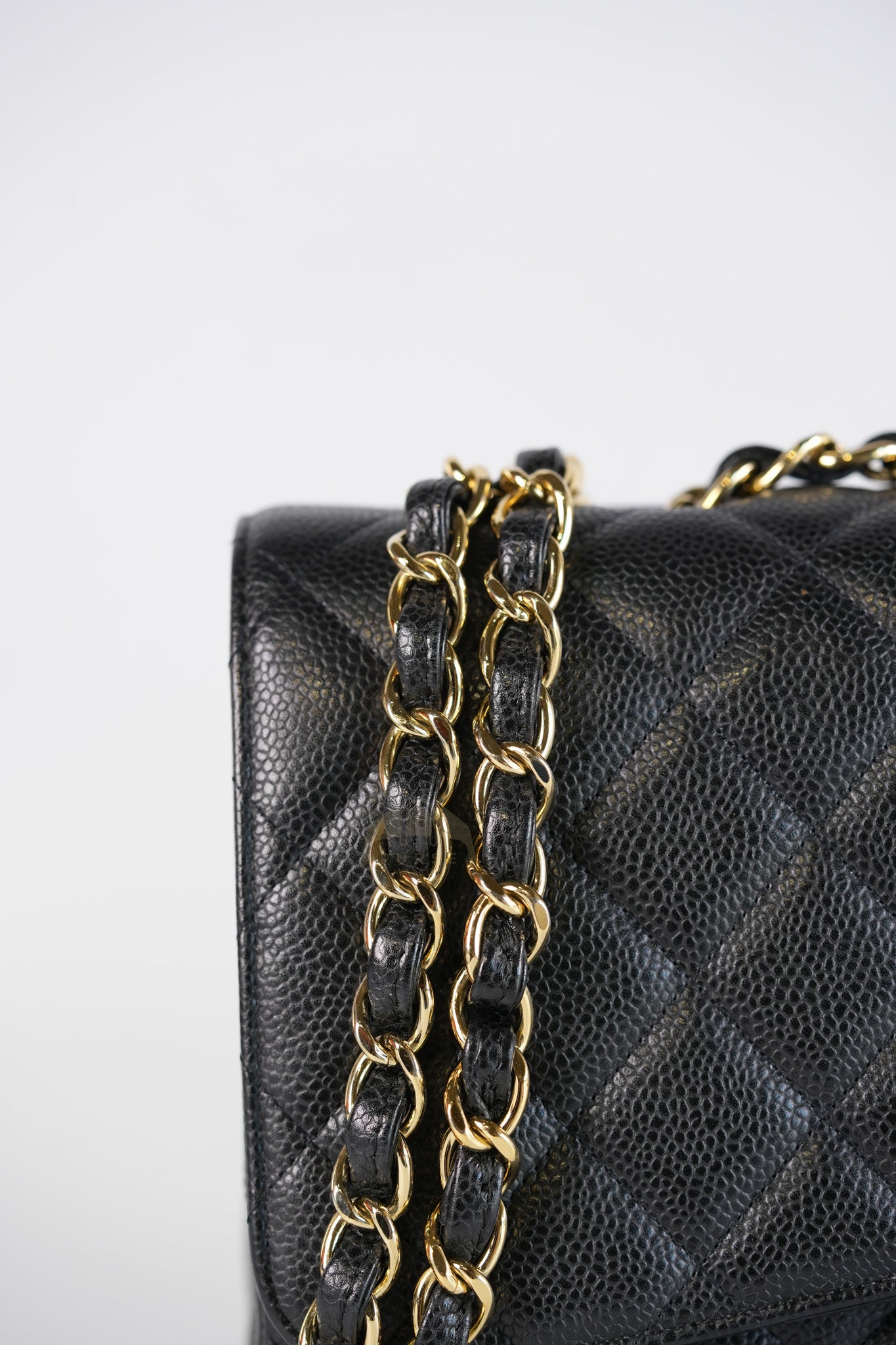 Classic Single Flap Jumbo in Black Caviar Leather Gold Hardware (Series 14) | Purse Maison Luxury Bags Shop