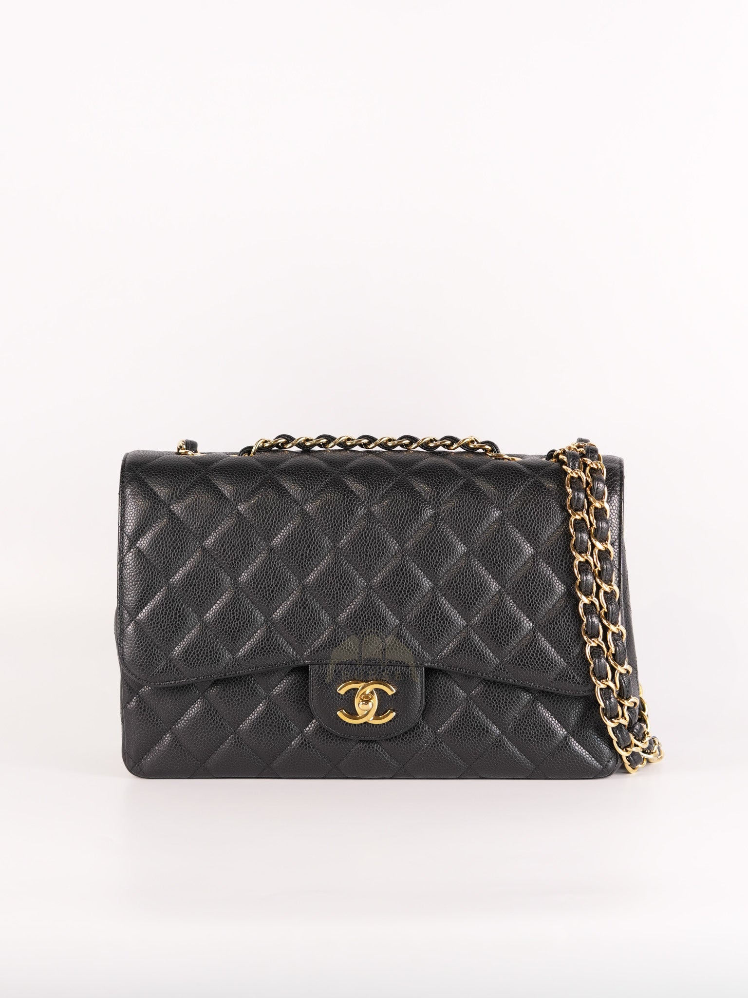 Classic Single Flap Jumbo in Black Caviar Leather Gold Hardware (Series 14) | Purse Maison Luxury Bags Shop