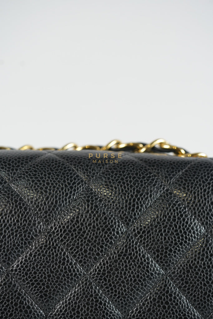 Classic Single Flap Jumbo in Black Quilted Caviar Leather & Gold Hardware Series 13 | Purse Maison Luxury Bags Shop