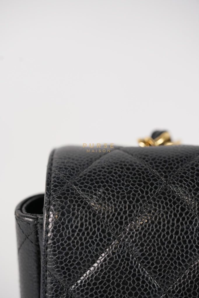 Classic Single Flap Jumbo in Black Quilted Caviar Leather & Gold Hardware Series 13 | Purse Maison Luxury Bags Shop