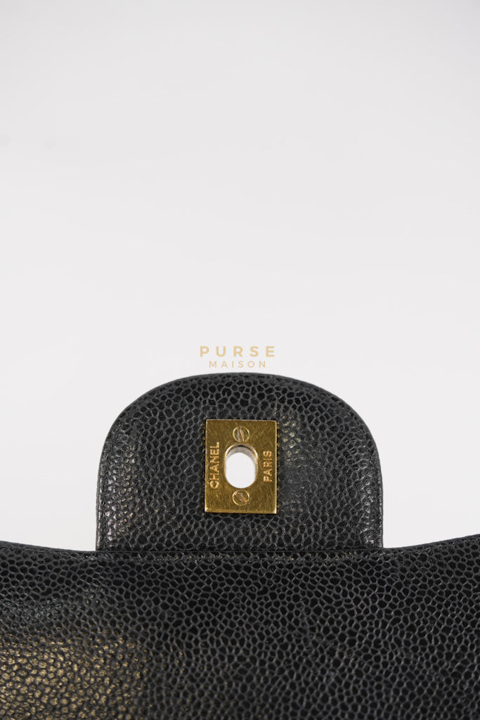 Classic Single Flap Jumbo in Black Quilted Caviar Leather & Gold Hardware Series 13 | Purse Maison Luxury Bags Shop