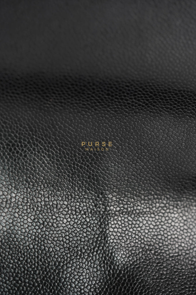 Classic Single Flap Jumbo in Black Quilted Caviar Leather & Gold Hardware Series 13 | Purse Maison Luxury Bags Shop