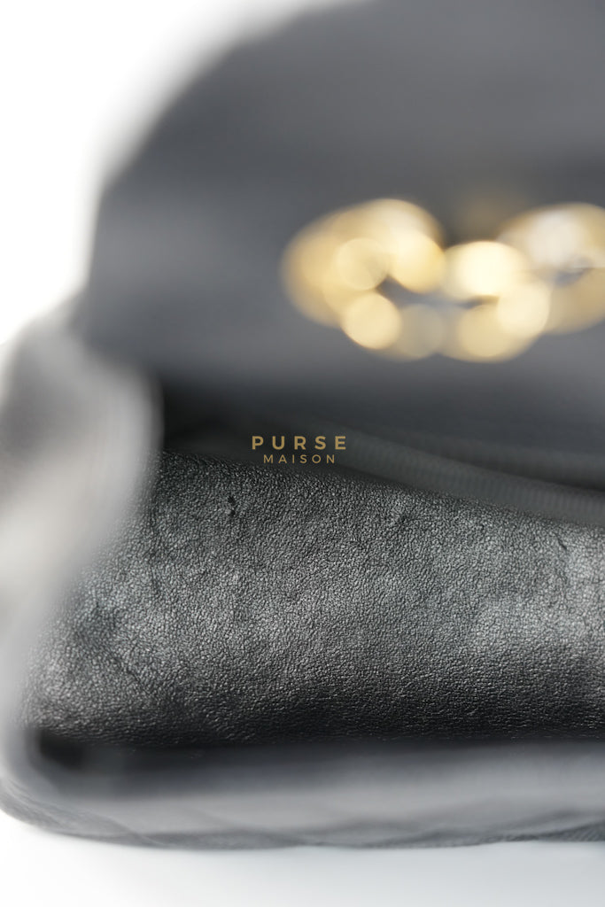 Classic Single Flap Jumbo in Black Quilted Caviar Leather & Gold Hardware Series 13 | Purse Maison Luxury Bags Shop