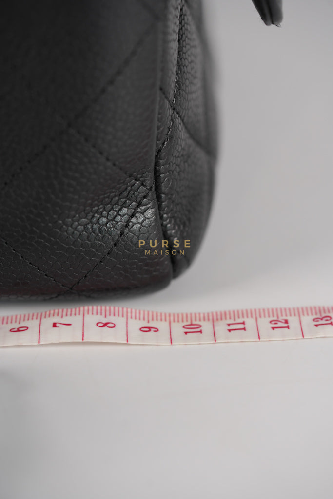 Classic Single Flap Jumbo in Black Quilted Caviar Leather & Gold Hardware Series 13 | Purse Maison Luxury Bags Shop
