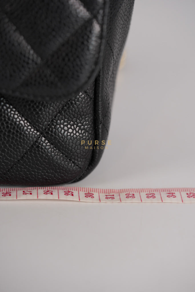 Classic Single Flap Jumbo in Black Quilted Caviar Leather & Gold Hardware Series 13 | Purse Maison Luxury Bags Shop