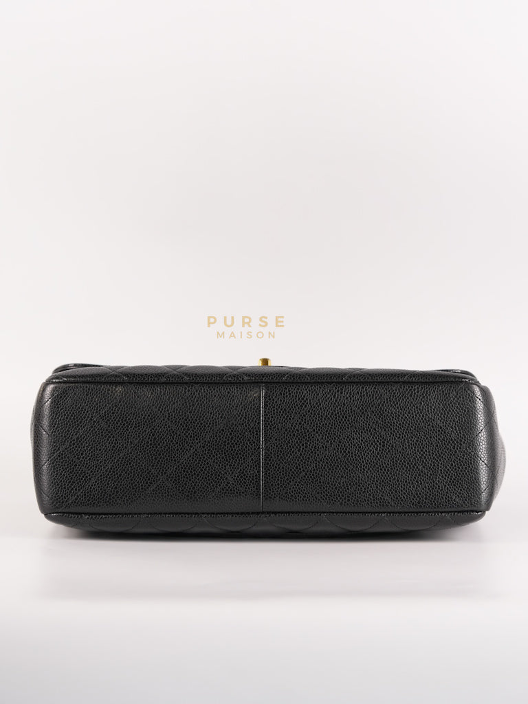 Classic Single Flap Jumbo in Black Quilted Caviar Leather & Gold Hardware Series 13 | Purse Maison Luxury Bags Shop