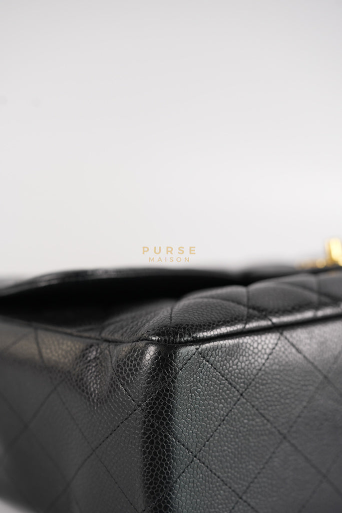 Classic Single Flap Jumbo in Black Quilted Caviar Leather & Gold Hardware Series 13 | Purse Maison Luxury Bags Shop
