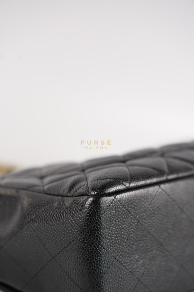 Classic Single Flap Jumbo in Black Quilted Caviar Leather & Gold Hardware Series 13 | Purse Maison Luxury Bags Shop