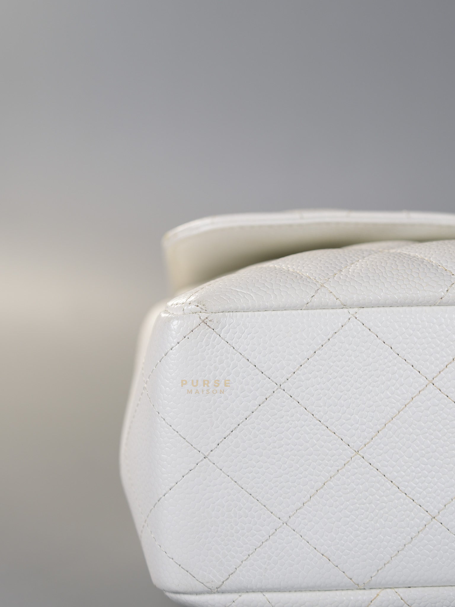 Classic Single Flap Jumbo White Caviar Leather in Silver Hardware Series | Purse Maison Luxury Bags Shop