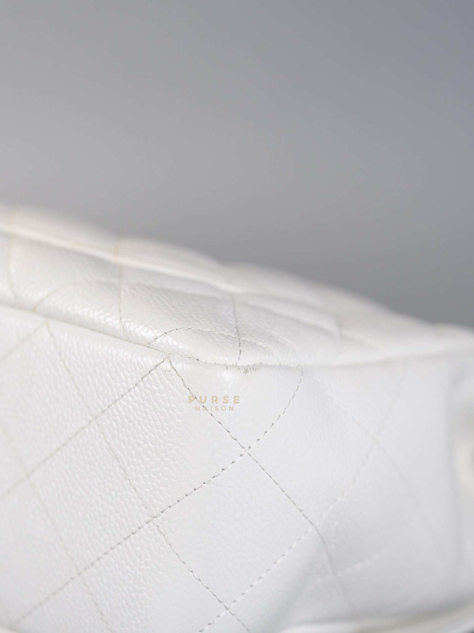 Classic Single Flap Jumbo White Caviar Leather in Silver Hardware Series | Purse Maison Luxury Bags Shop