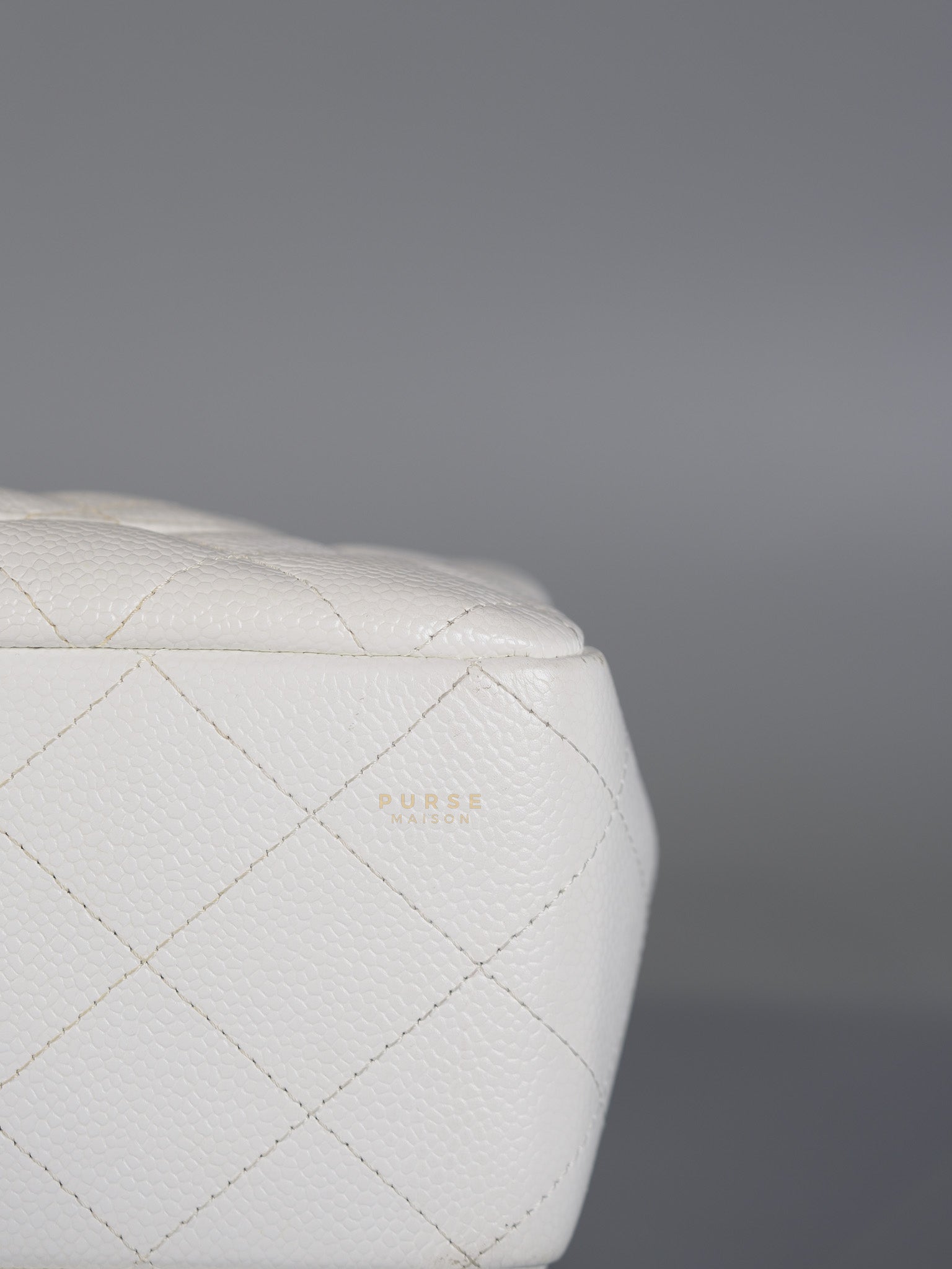 Classic Single Flap Jumbo White Caviar Leather in Silver Hardware Series | Purse Maison Luxury Bags Shop