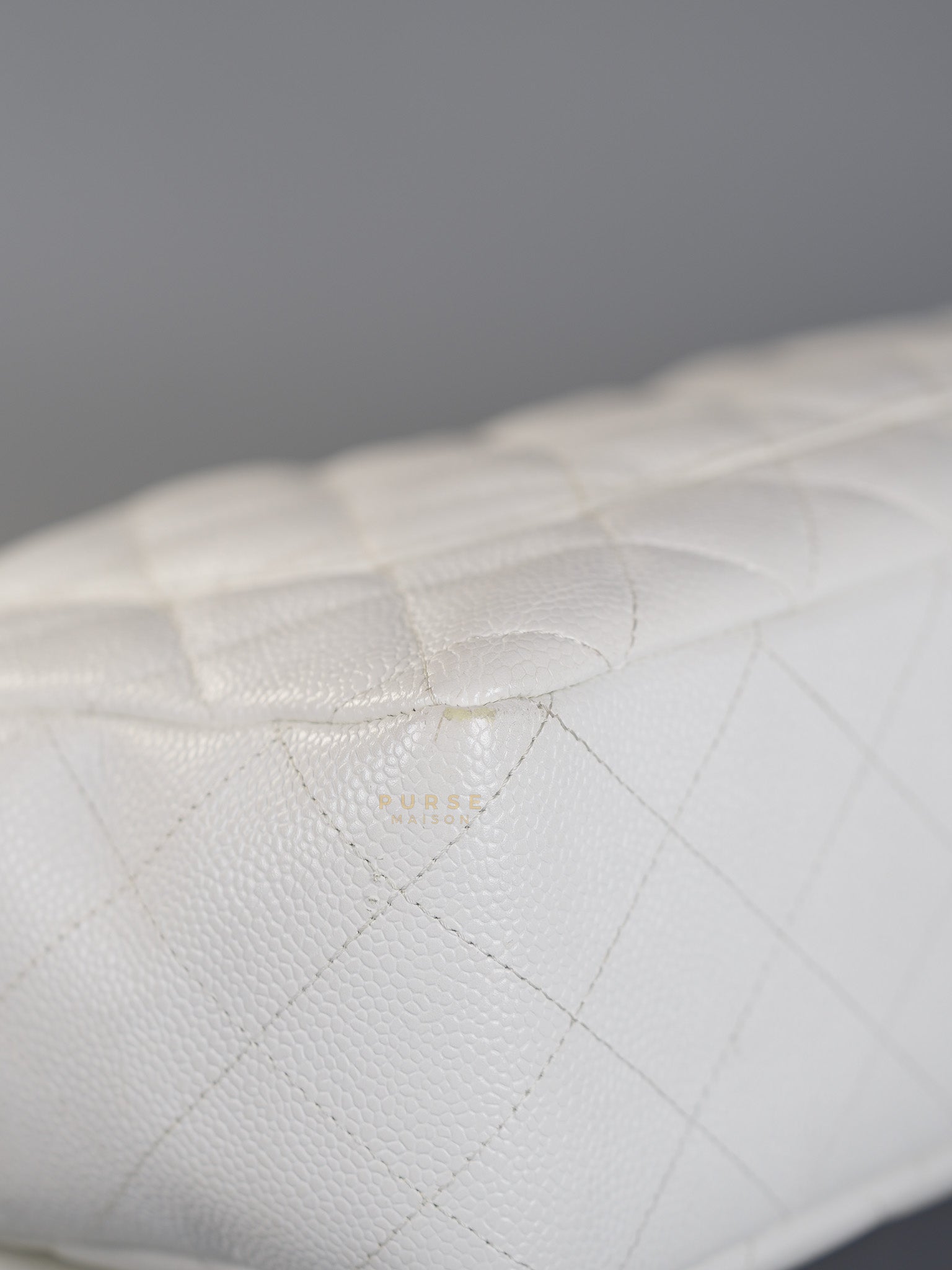Classic Single Flap Jumbo White Caviar Leather in Silver Hardware Series | Purse Maison Luxury Bags Shop