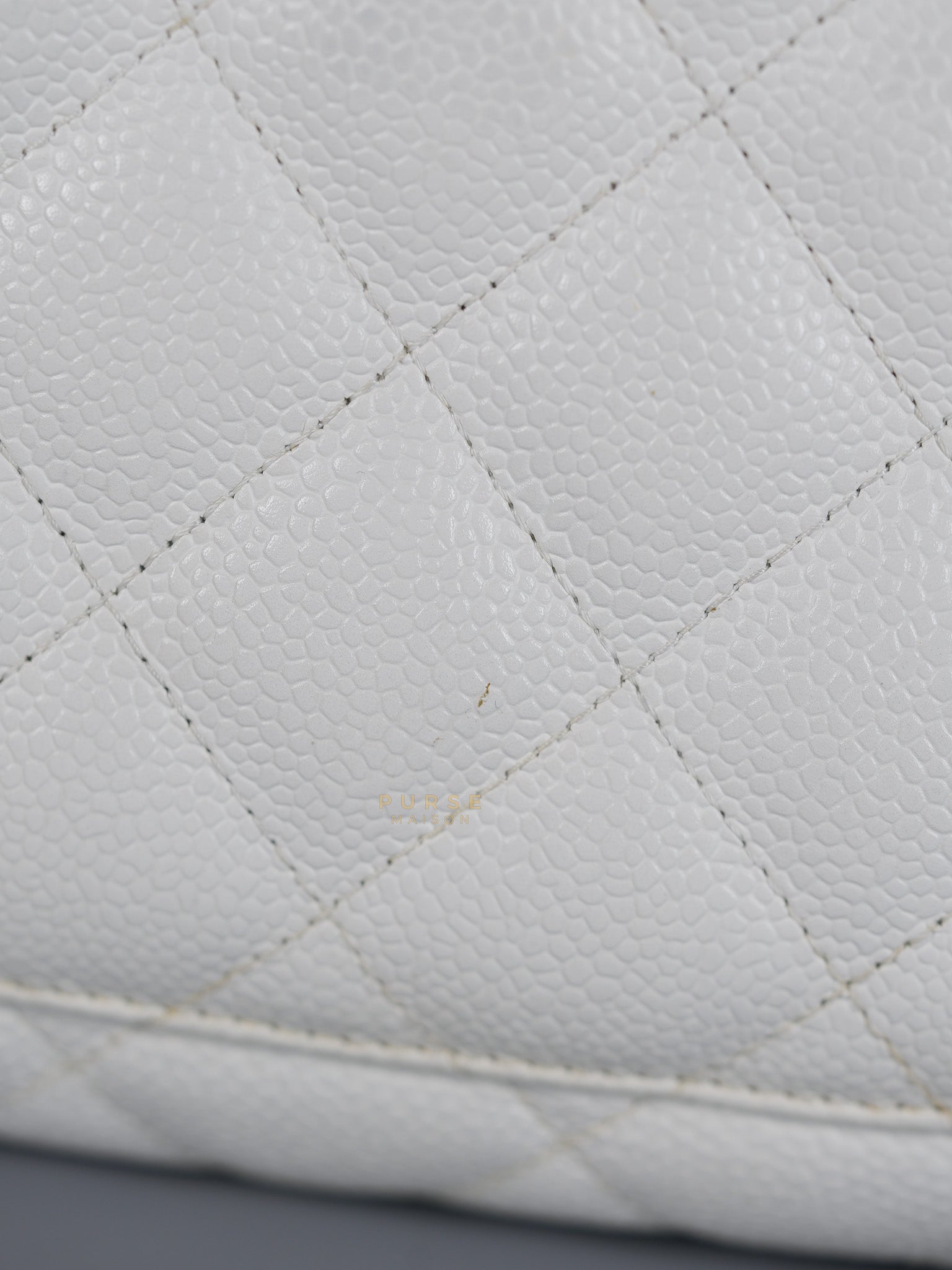Classic Single Flap Jumbo White Caviar Leather in Silver Hardware Series | Purse Maison Luxury Bags Shop