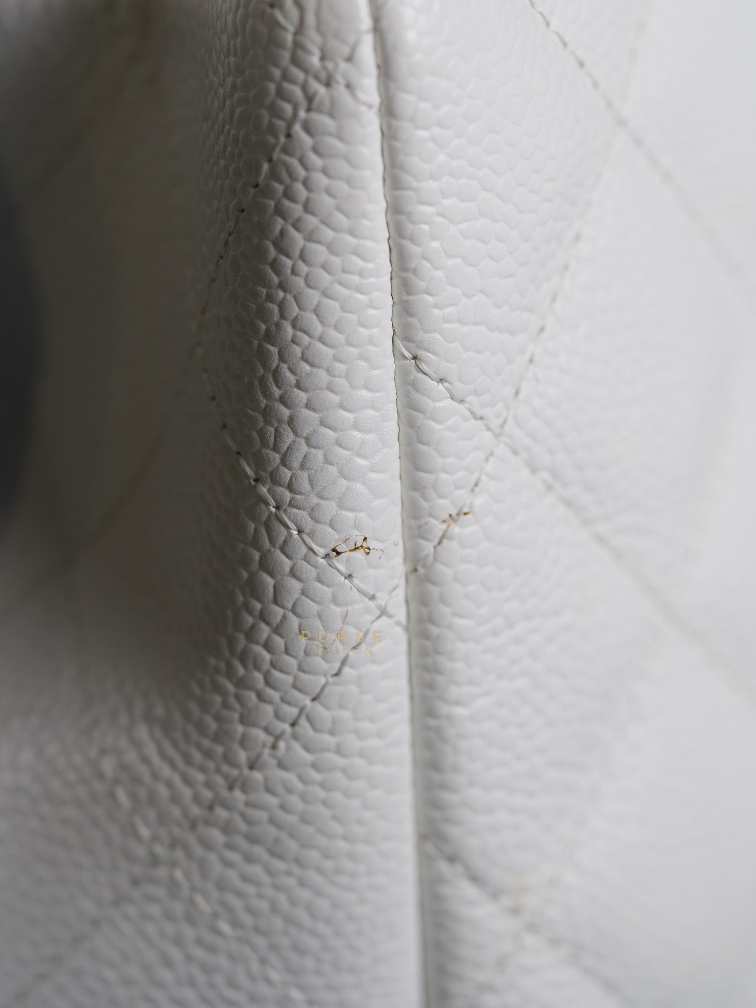 Classic Single Flap Jumbo White Caviar Leather in Silver Hardware Series | Purse Maison Luxury Bags Shop