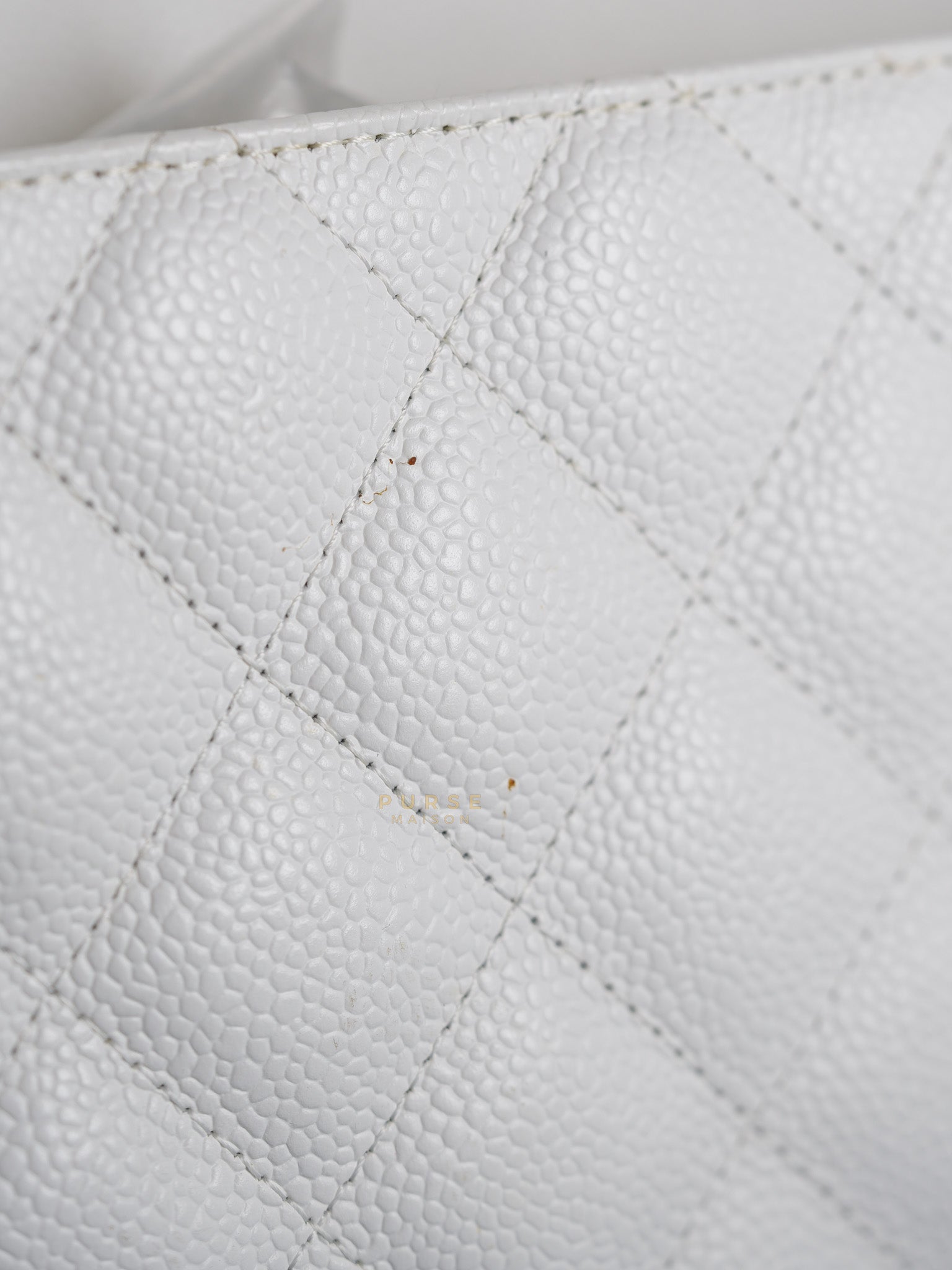 Classic Single Flap Jumbo White Caviar Leather in Silver Hardware Series | Purse Maison Luxury Bags Shop
