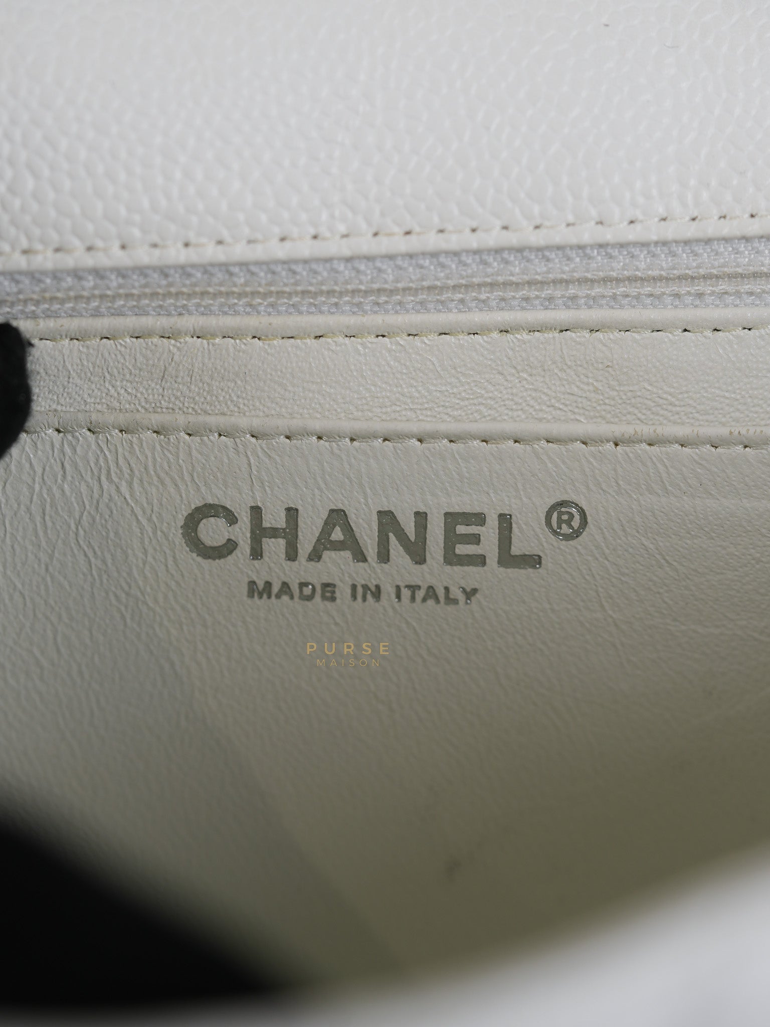 Classic Single Flap Jumbo White Caviar Leather in Silver Hardware Series | Purse Maison Luxury Bags Shop