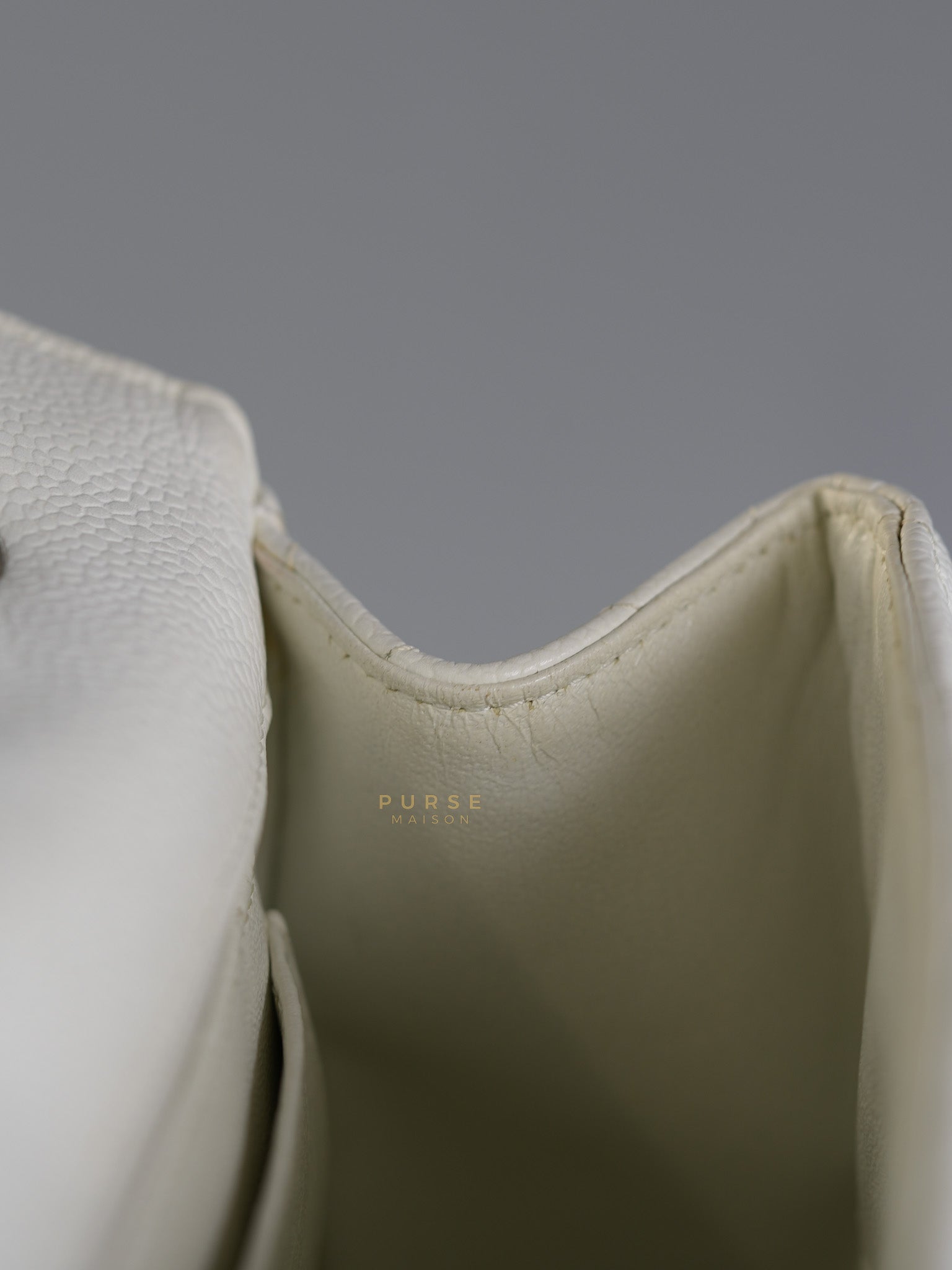 Classic Single Flap Jumbo White Caviar Leather in Silver Hardware Series | Purse Maison Luxury Bags Shop