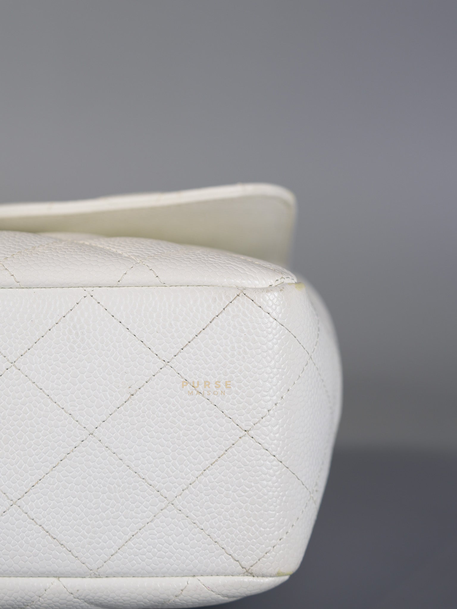Classic Single Flap Jumbo White Caviar Leather in Silver Hardware Series | Purse Maison Luxury Bags Shop