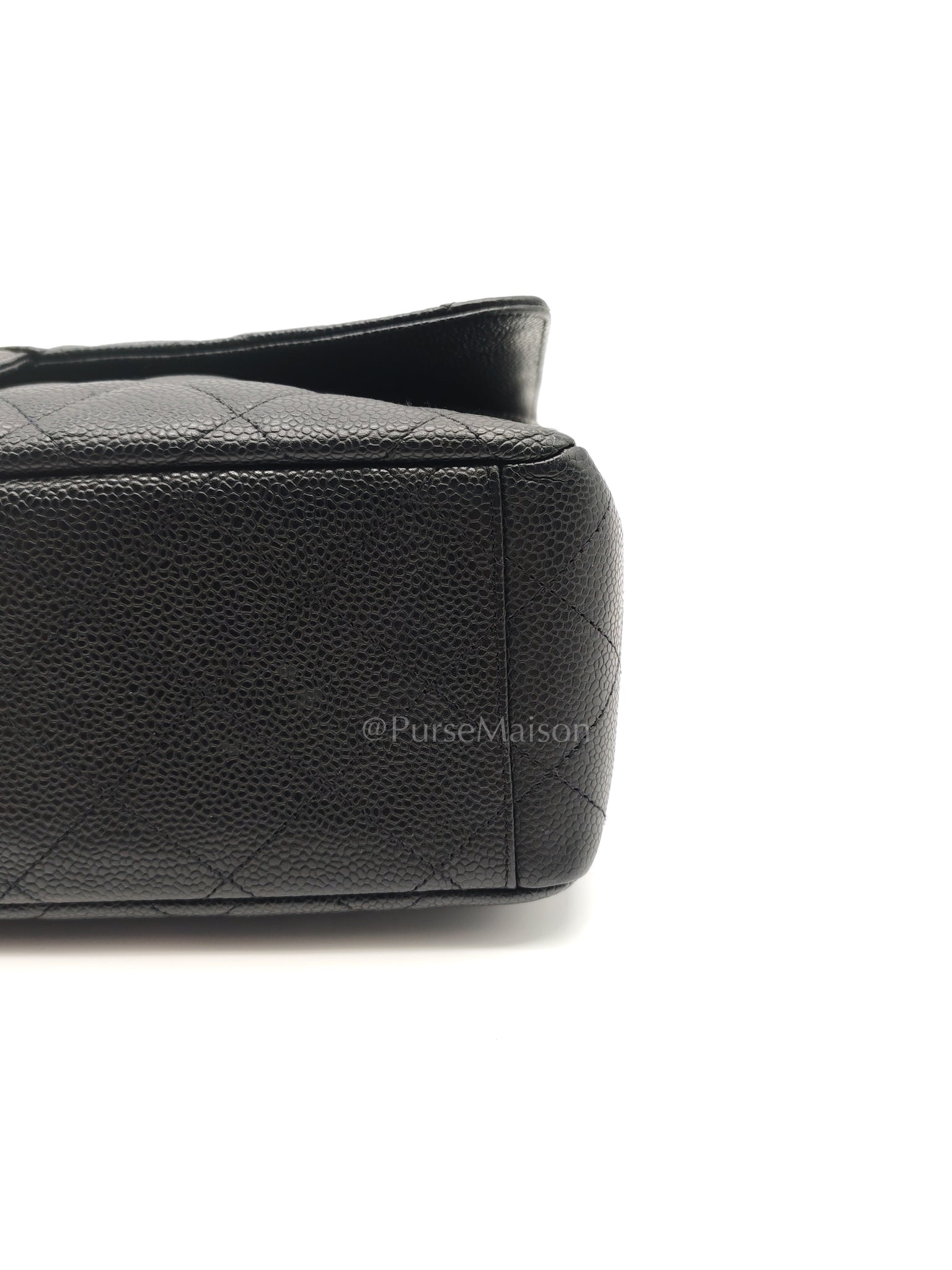 Classic Single Flap Maxi Black Caviar Leather in Gold Hardware (Series 13) | Purse Maison Luxury Bags Shop