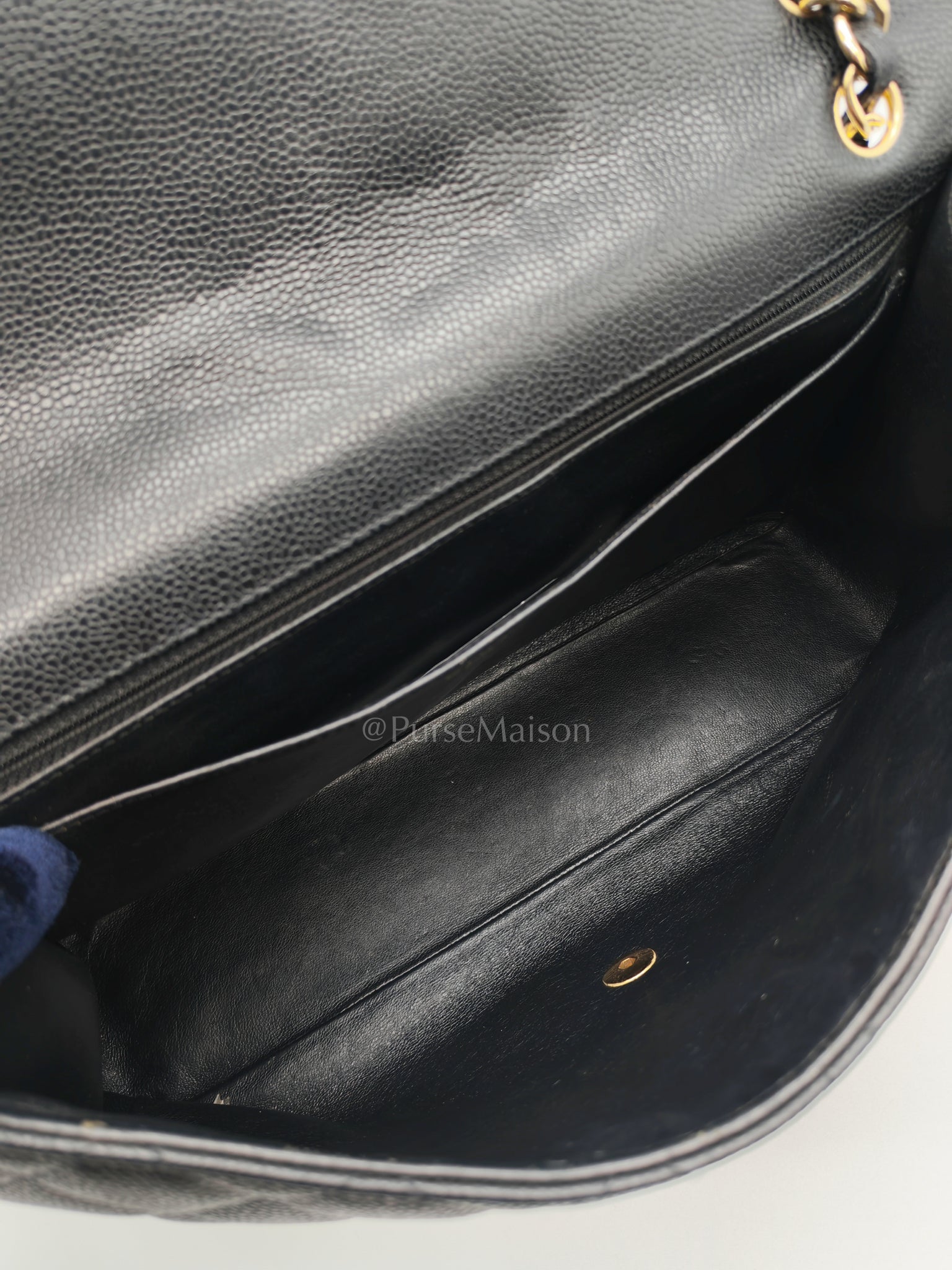 Classic Single Flap Maxi Black Caviar Leather in Gold Hardware (Series 13) | Purse Maison Luxury Bags Shop