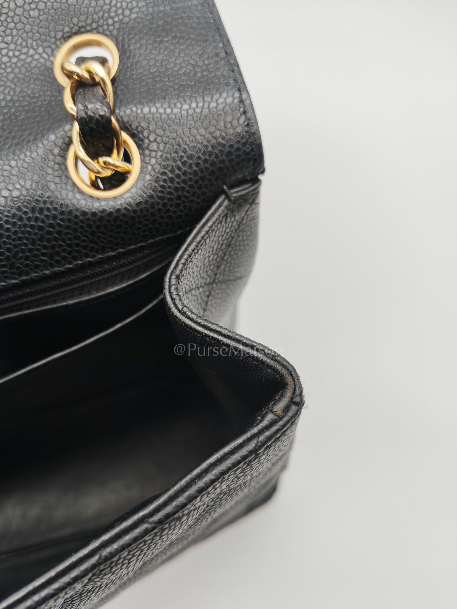 Classic Single Flap Maxi Black Caviar Leather in Gold Hardware (Series 13) | Purse Maison Luxury Bags Shop