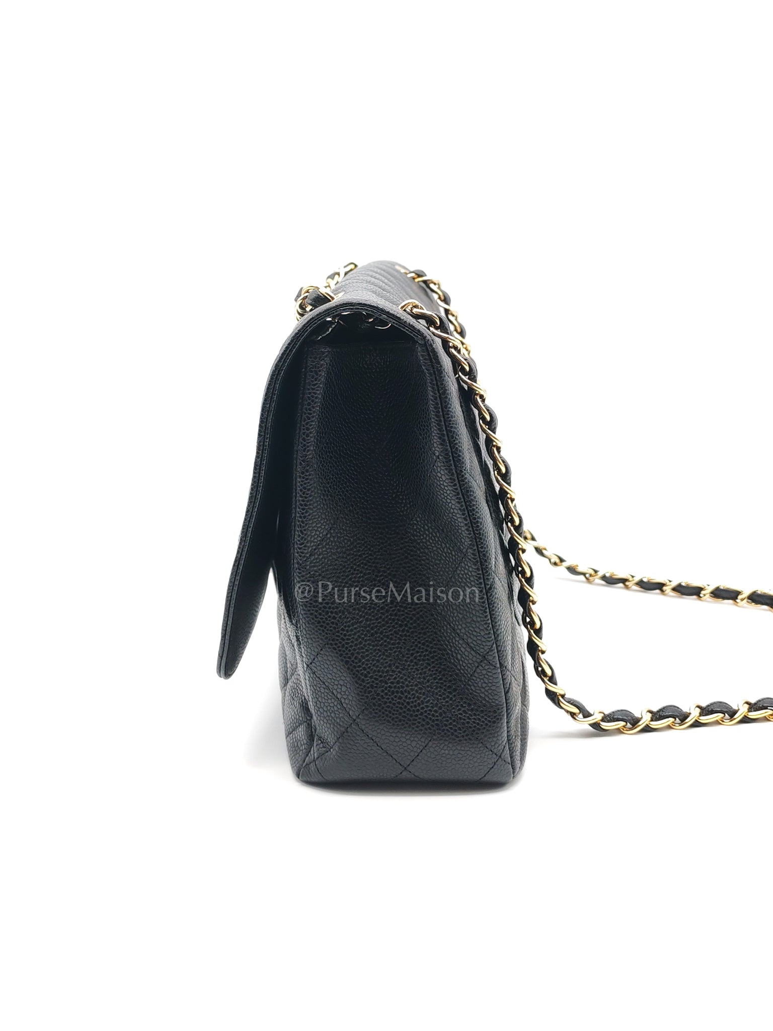 Classic Single Flap Maxi Black Caviar Leather in Gold Hardware (Series 13) | Purse Maison Luxury Bags Shop