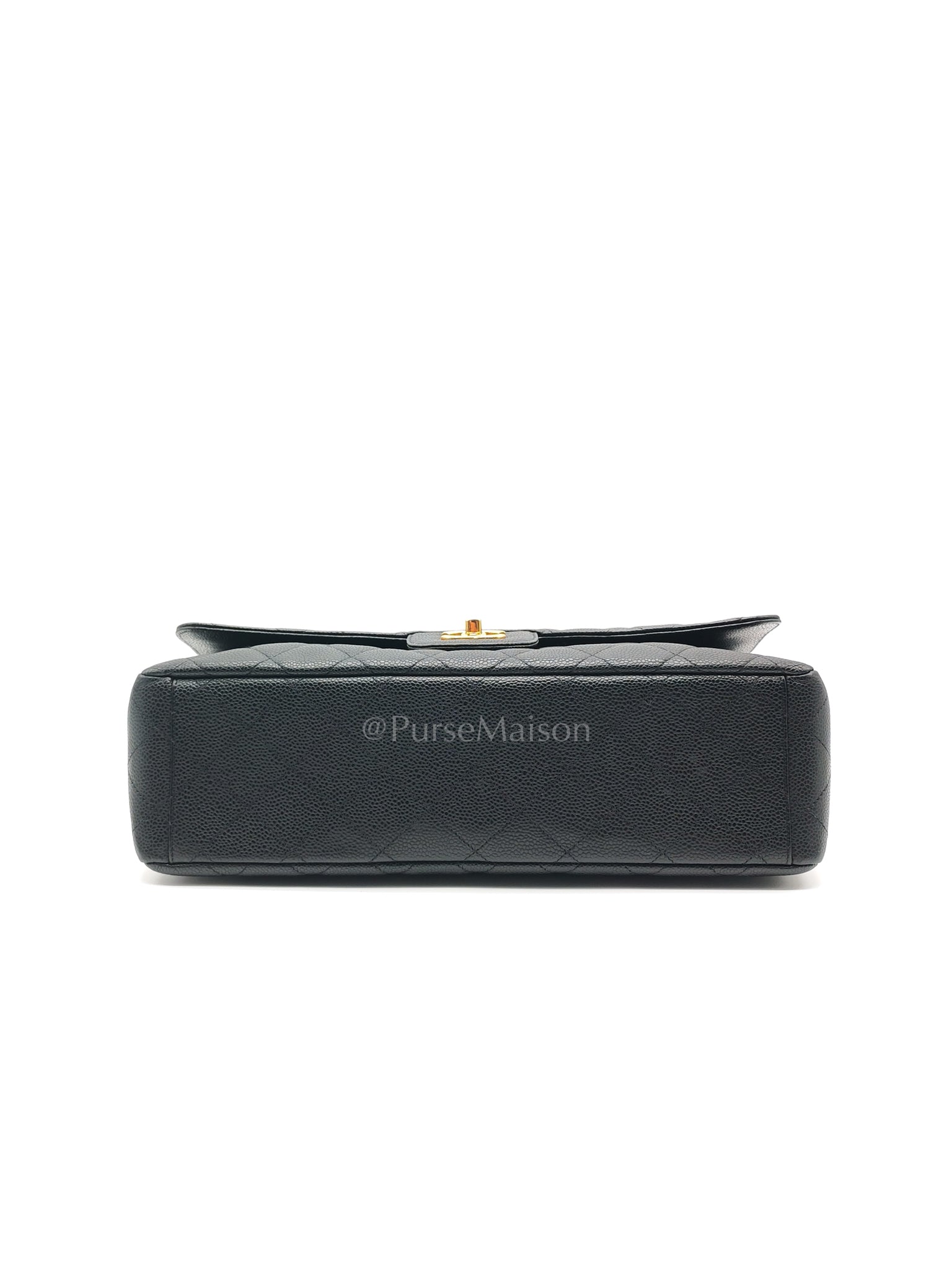 Classic Single Flap Maxi Black Caviar Leather in Gold Hardware (Series 13) | Purse Maison Luxury Bags Shop