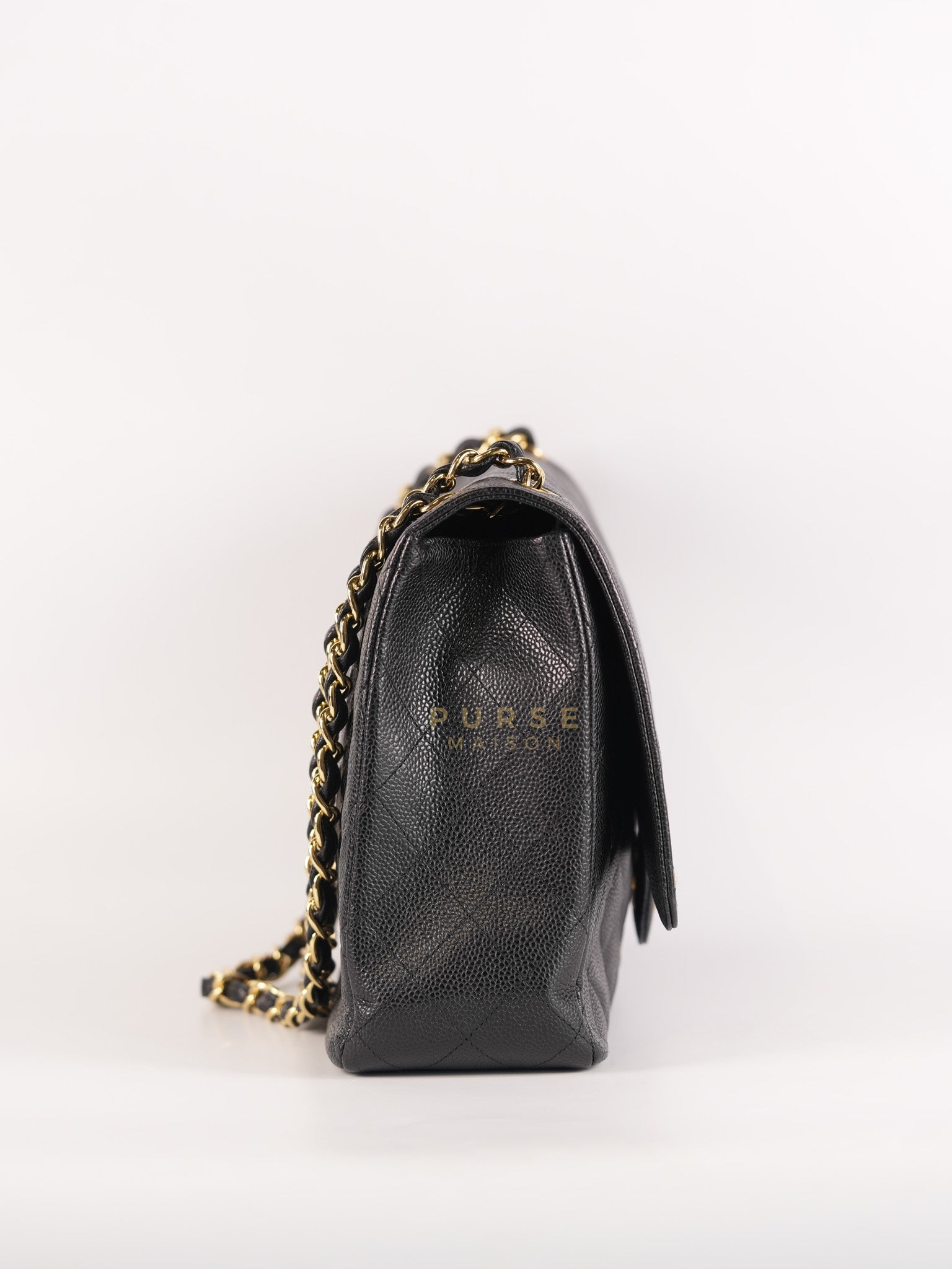 Classic Single Flap Maxi in Black Caviar Leather Gold Hardware (Series 13) | Purse Maison Luxury Bags Shop