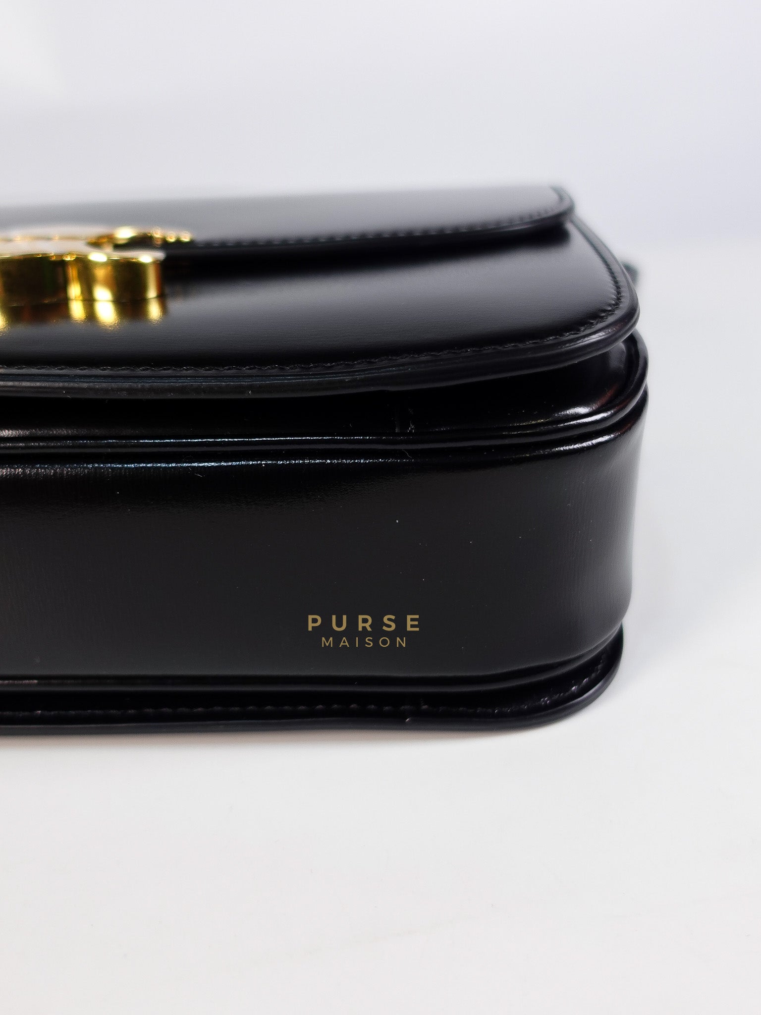 Classic Triomphe Medium Black Shiny Calfskin Leather | Purse Maison Luxury Bags Shop