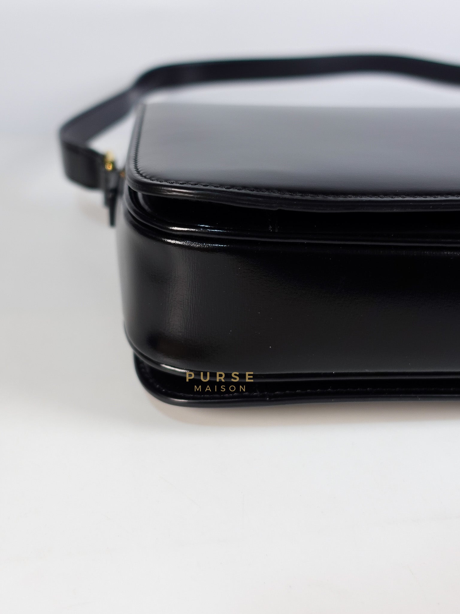 Classic Triomphe Medium Black Shiny Calfskin Leather | Purse Maison Luxury Bags Shop